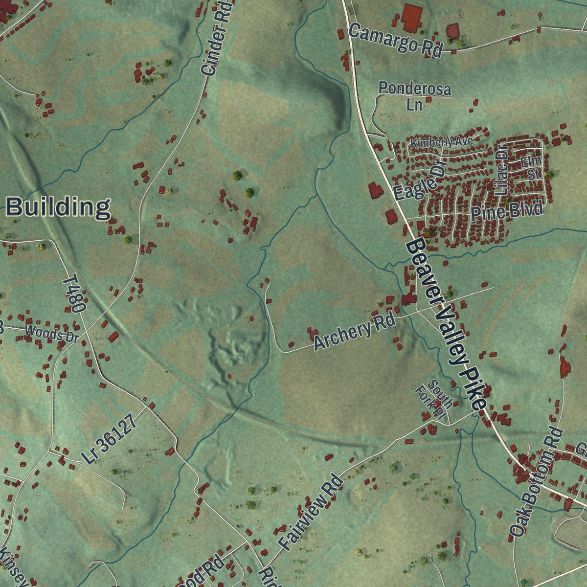 Second close-up of the map of Providence, Pennsylvania print showing more streets and buildings