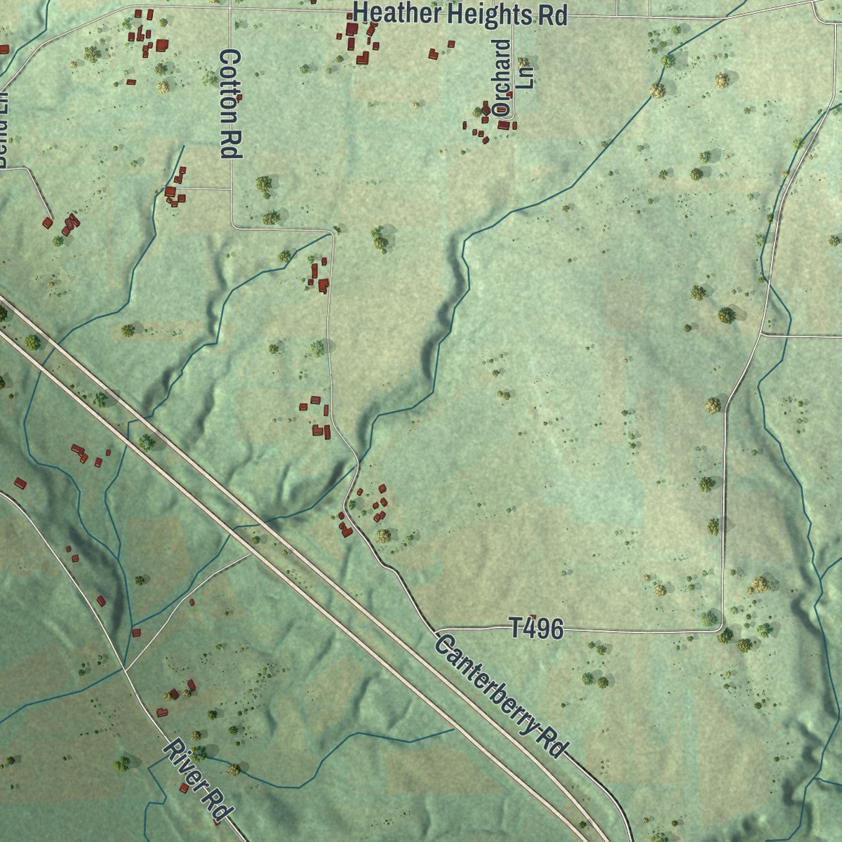 Second close-up of the map of Pulaski, Lawrence County, Pennsylvania print showing more streets and buildings