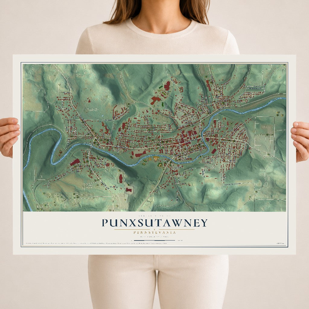 Map of Punxsutawney, Pennsylvania, 18 x 24 inch unframed archival matte print