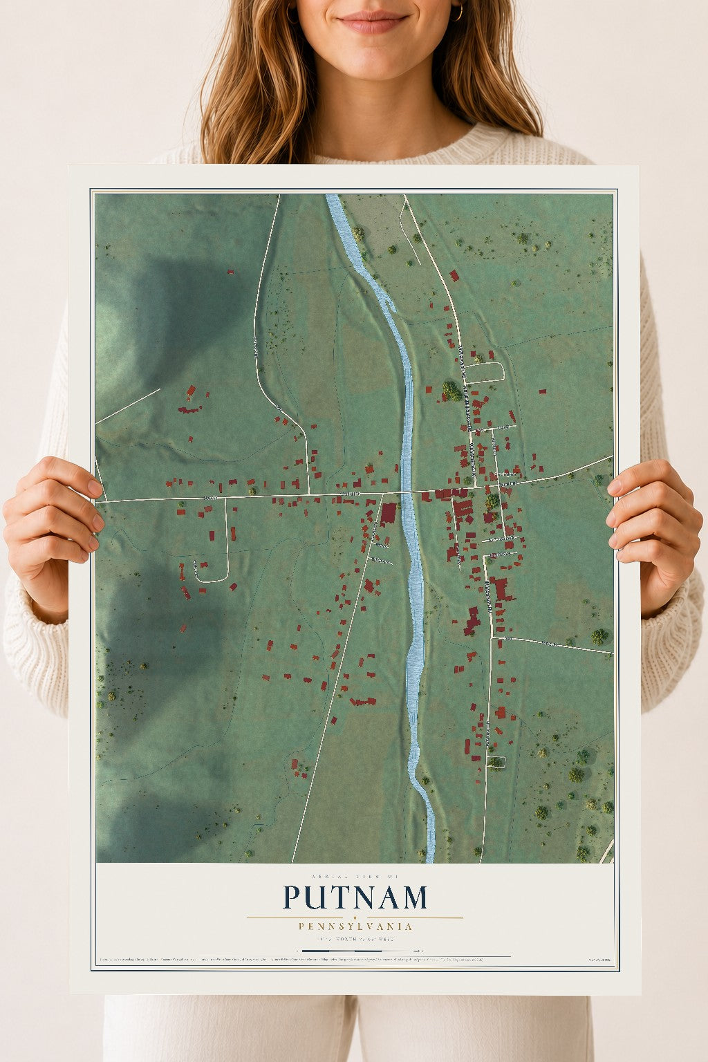 Map of Putnam, Pennsylvania, 18 x 24 inch unframed archival matte print