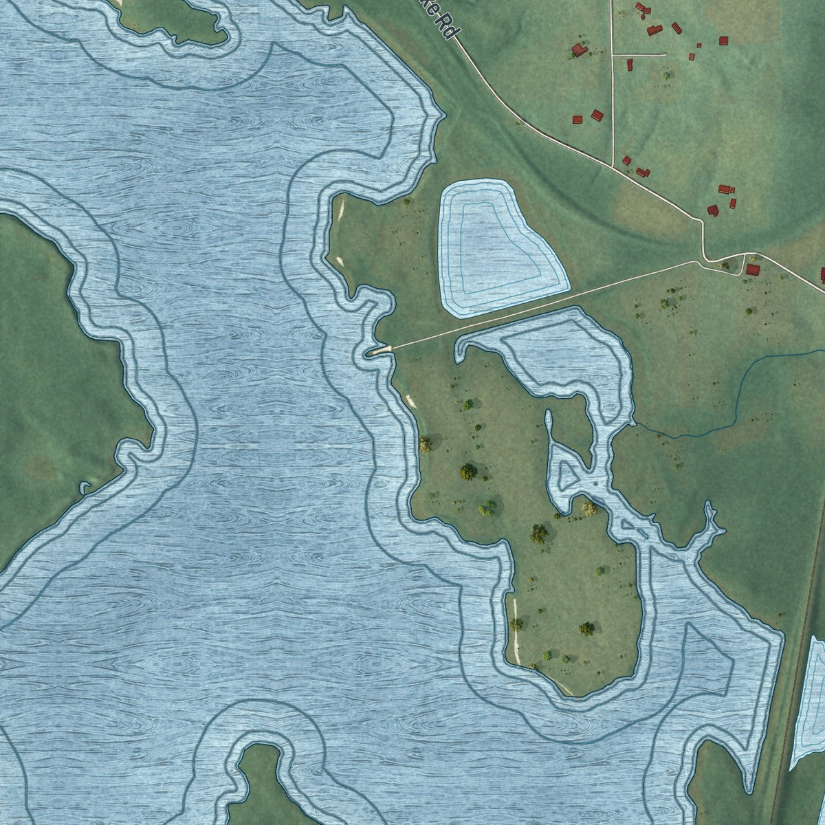 Close-up of the map of Pymatuning, Pennsylvania print showing street and building detail