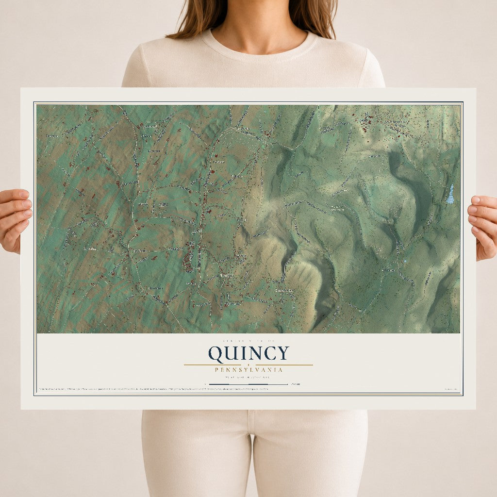 Map of Quincy, Pennsylvania, 18 x 24 inch unframed archival matte print