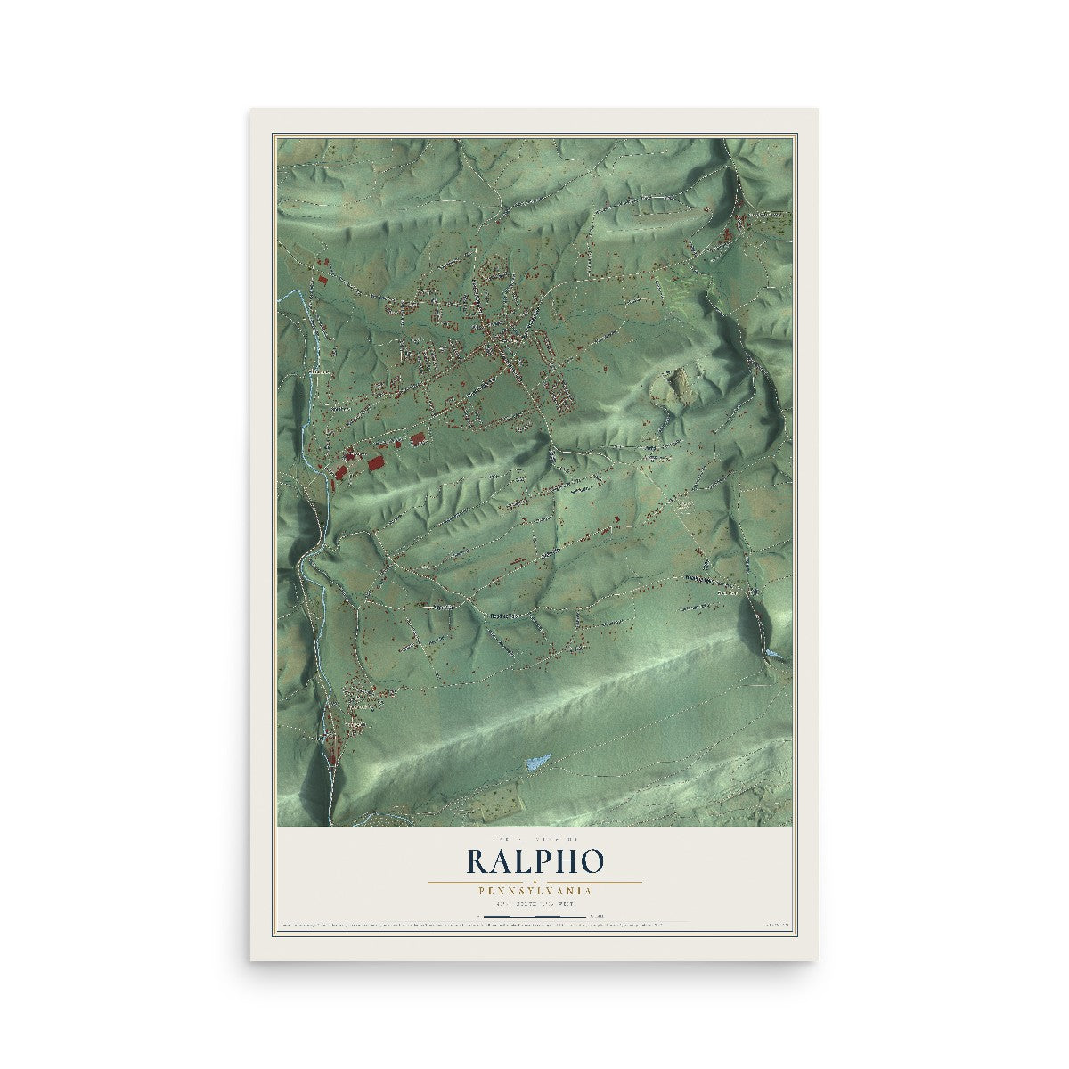 Map of Ralpho, Pennsylvania, 12 x 18 inch unframed archival matte print