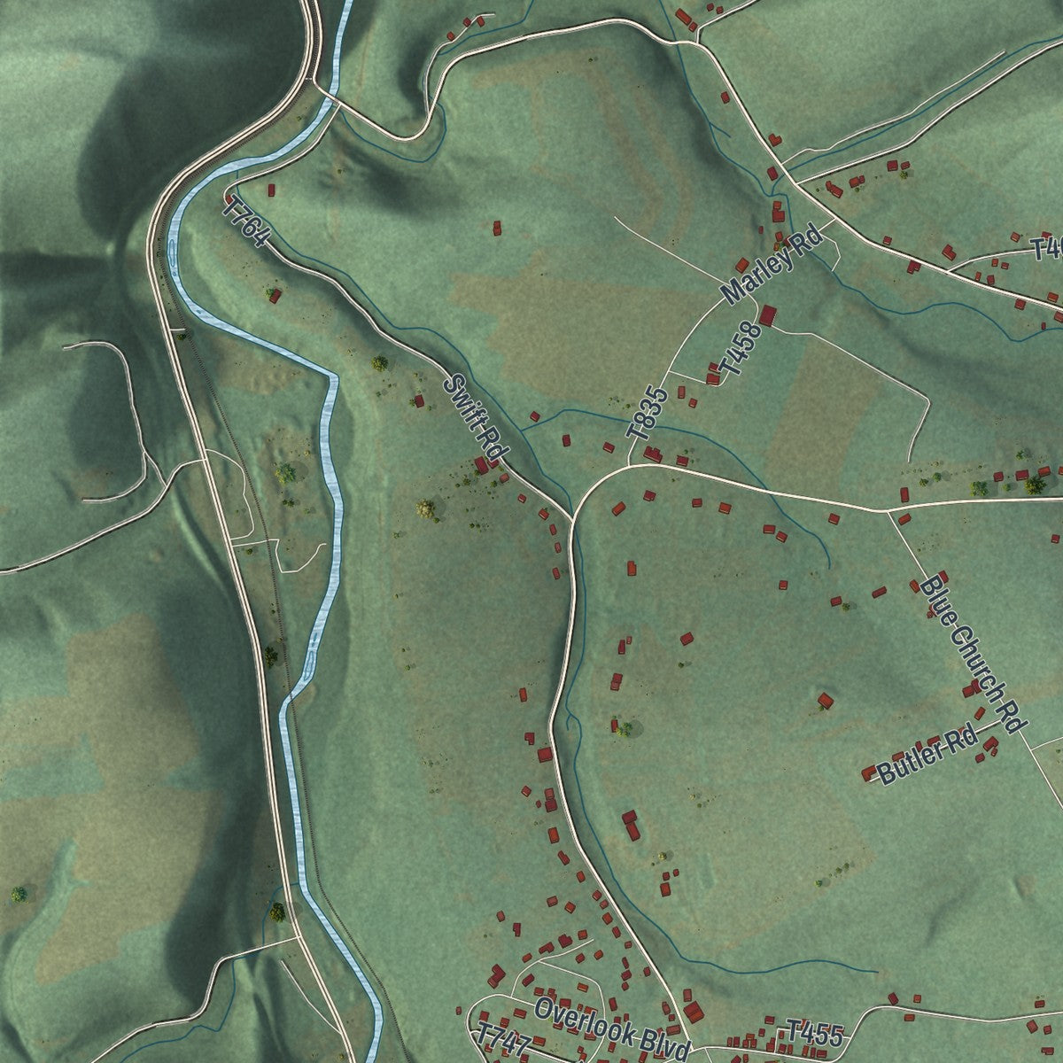 Second close-up of the map of Ralpho, Pennsylvania print showing more streets and buildings