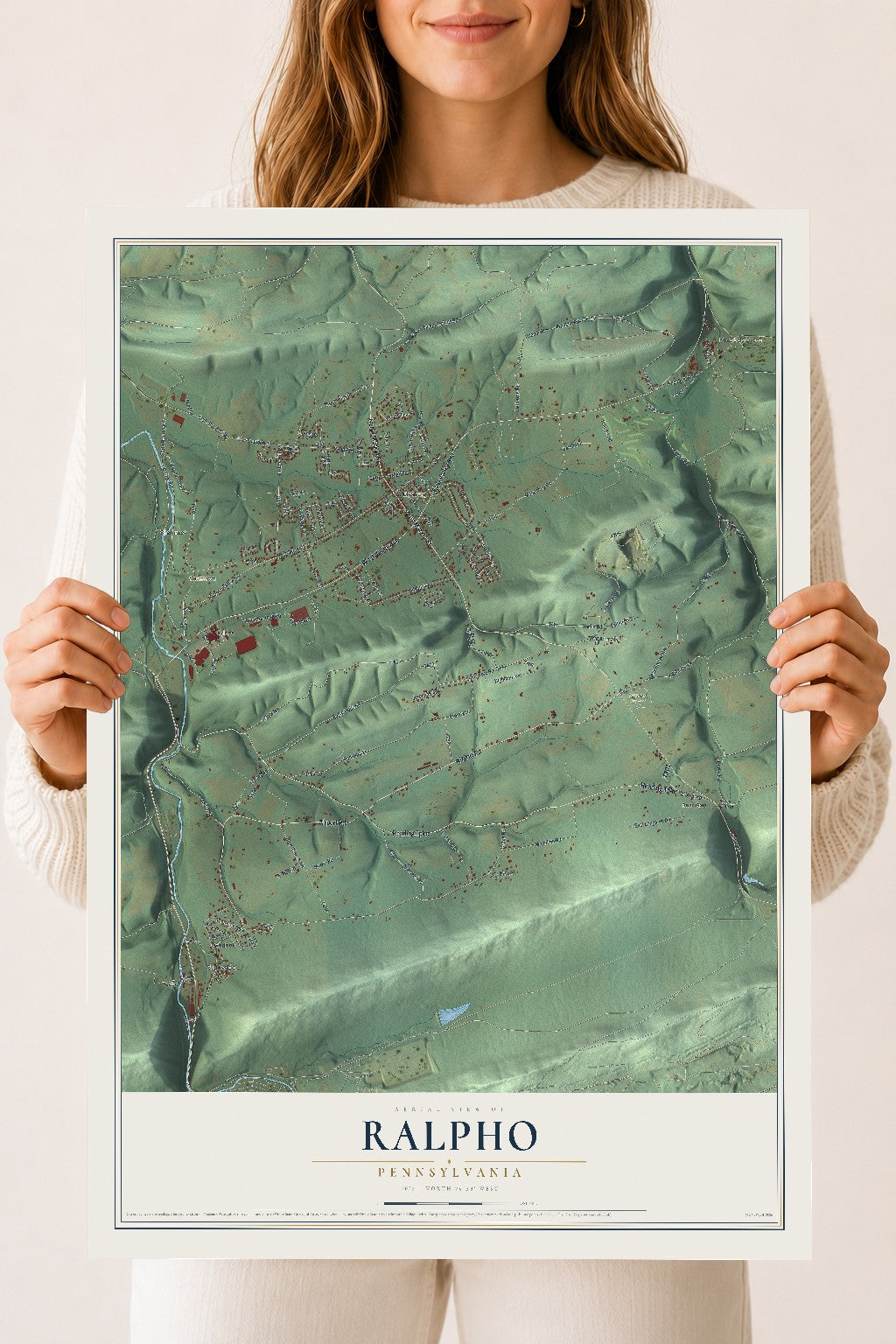 Map of Ralpho, Pennsylvania, 18 x 24 inch unframed archival matte print