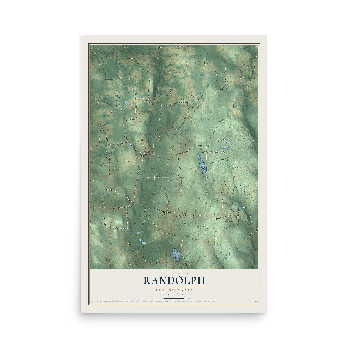 Map of Randolph, Pennsylvania, 12 x 18 inch unframed archival matte print