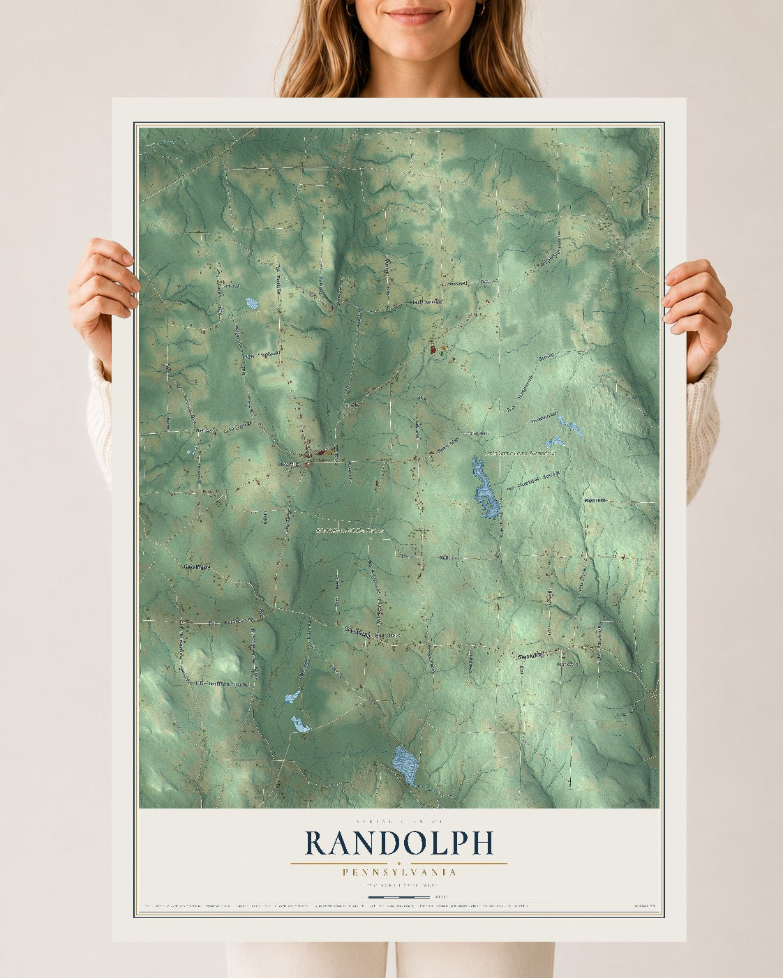 Map of Randolph, Pennsylvania, 24 x 36 inch unframed archival matte print