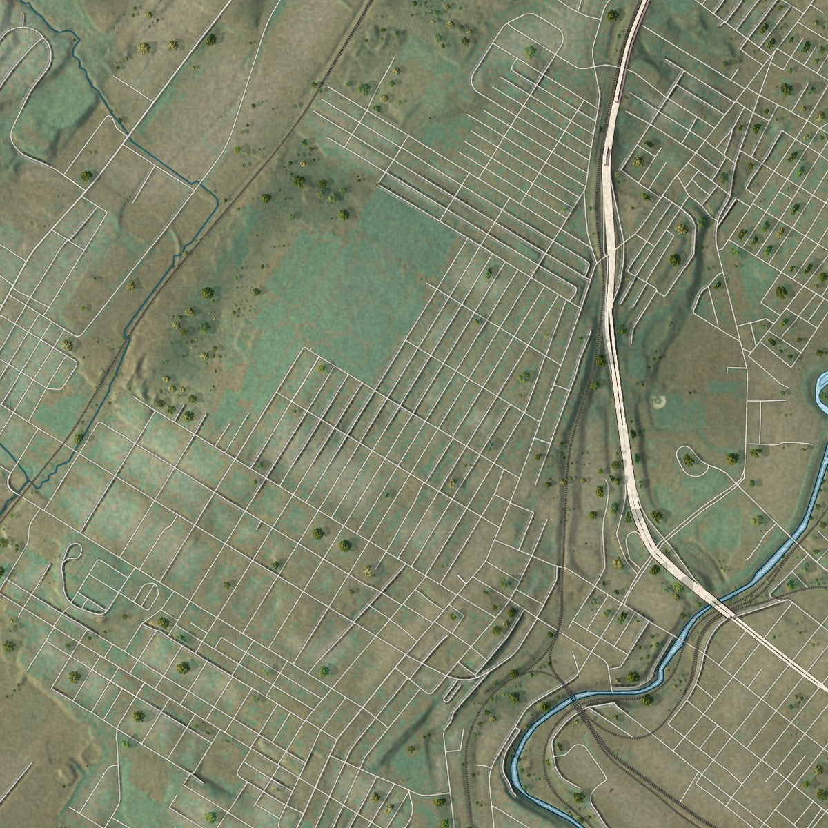 Close-up of the map of Ransom, Pennsylvania print showing street and building detail