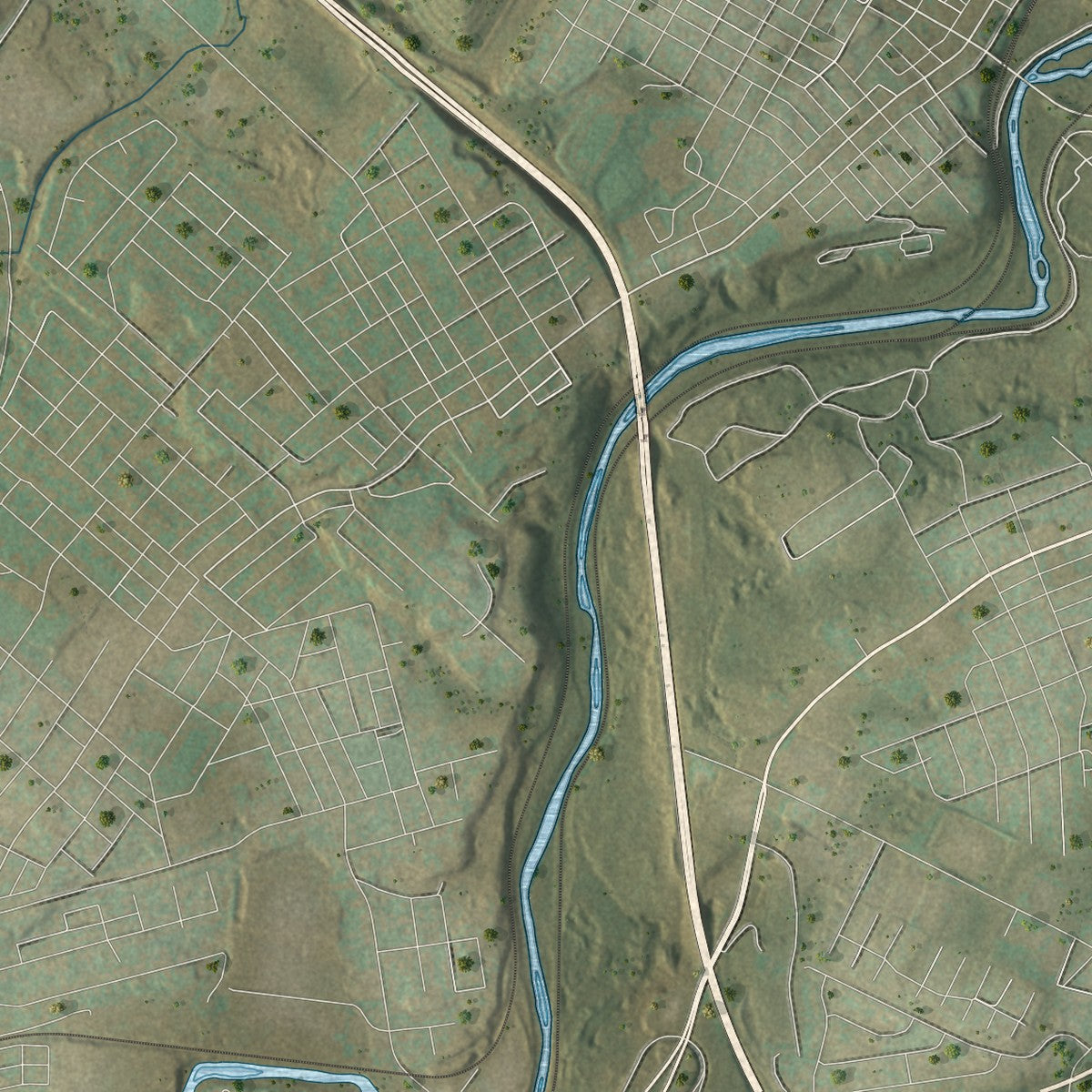 Second close-up of the map of Ransom, Pennsylvania print showing more streets and buildings