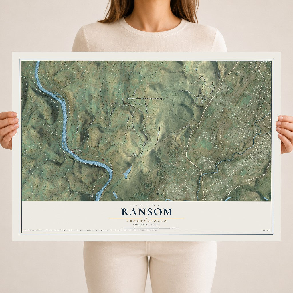 Map of Ransom, Pennsylvania, 18 x 24 inch unframed archival matte print
