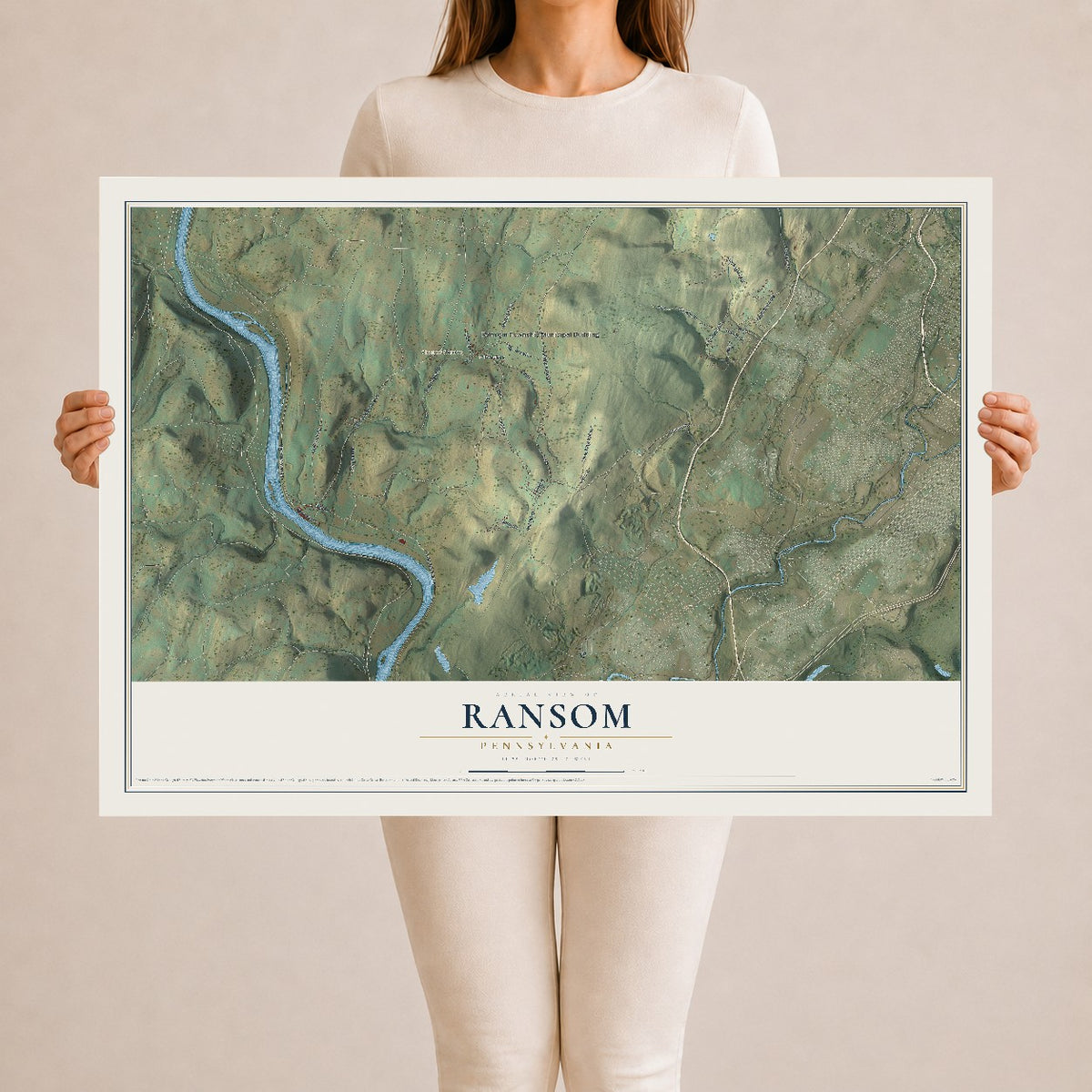 Map of Ransom, Pennsylvania, 24 x 36 inch unframed archival matte print