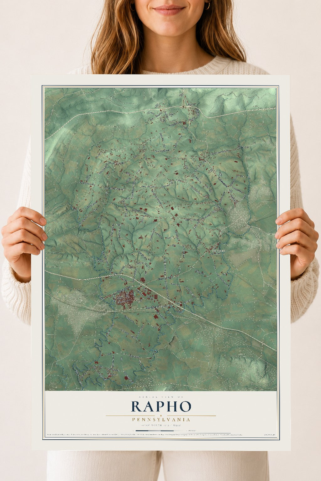 Map of Rapho, Pennsylvania, 18 x 24 inch unframed archival matte print