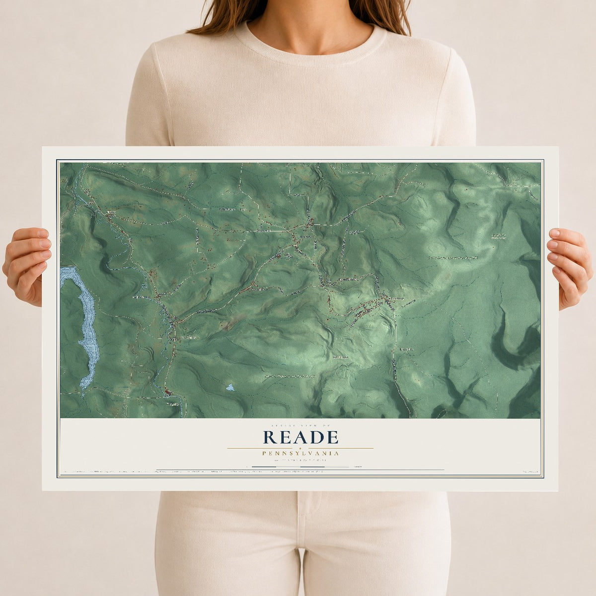 Map of Reade, Pennsylvania, 12 x 18 inch unframed archival matte print