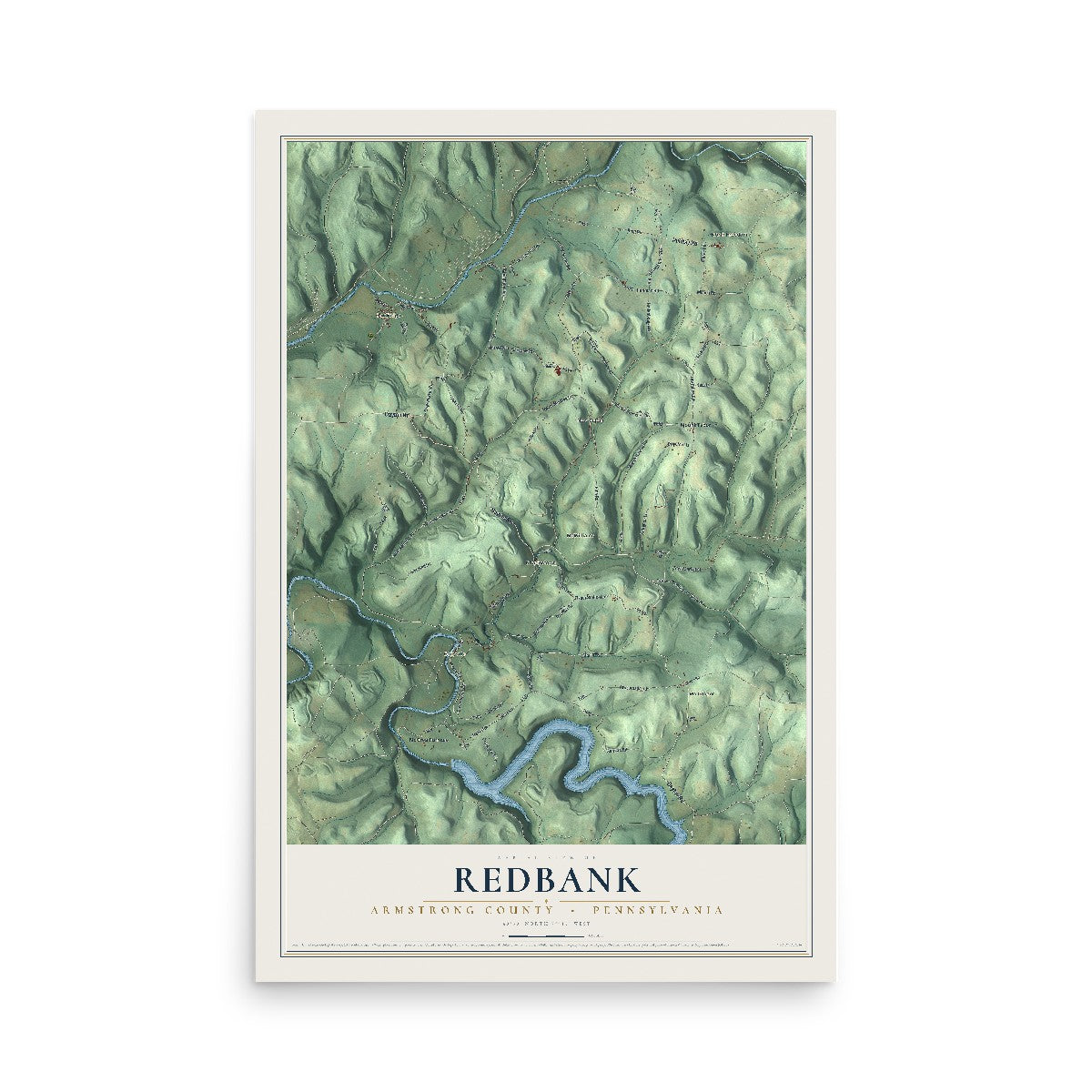 Map of Redbank, Armstrong County, Pennsylvania, 12 x 18 inch unframed archival matte print