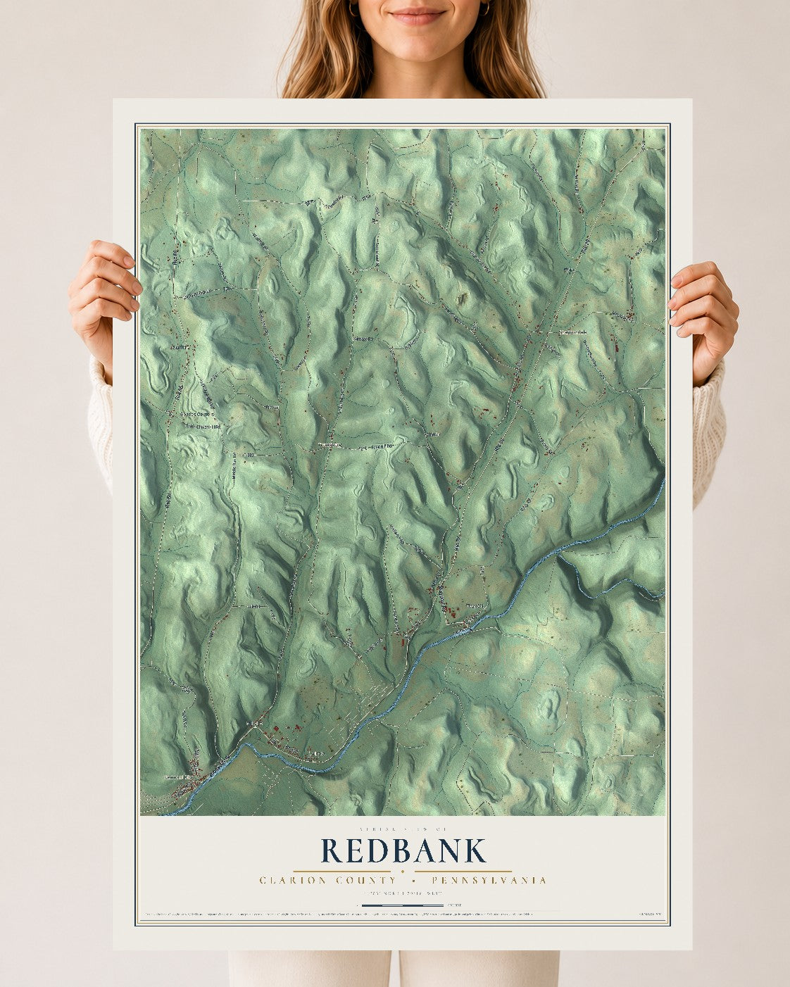 Map of Redbank, Clarion County, Pennsylvania, 24 x 36 inch unframed archival matte print
