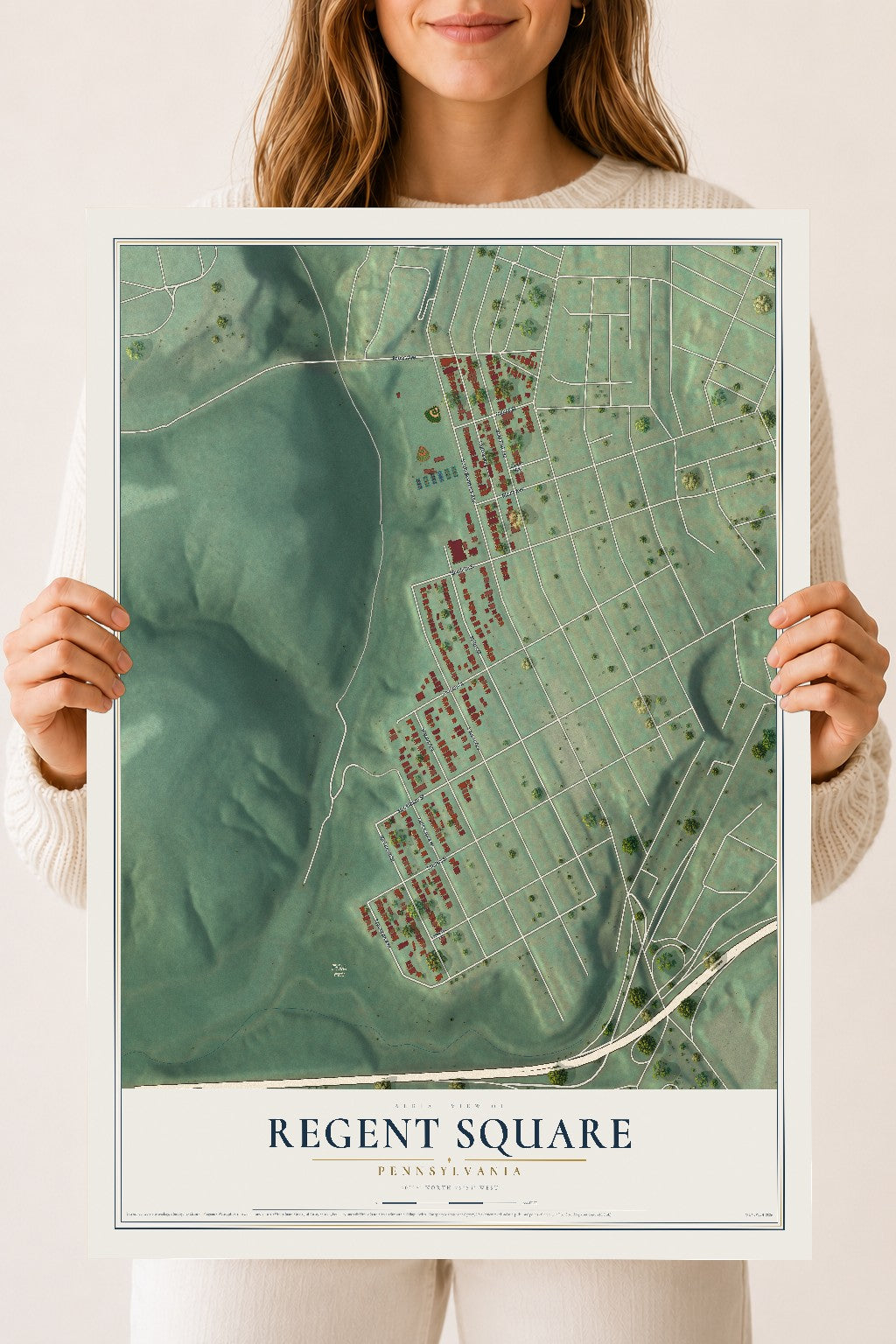 Map of Regent Square, Pennsylvania, 18 x 24 inch unframed archival matte print