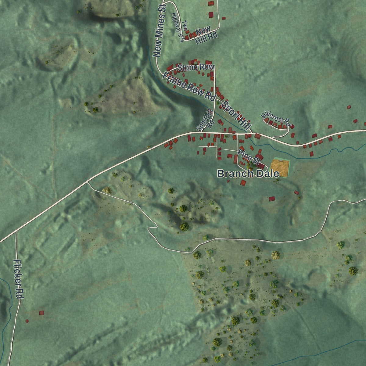 Second close-up of the map of Reilly, Pennsylvania print showing more streets and buildings