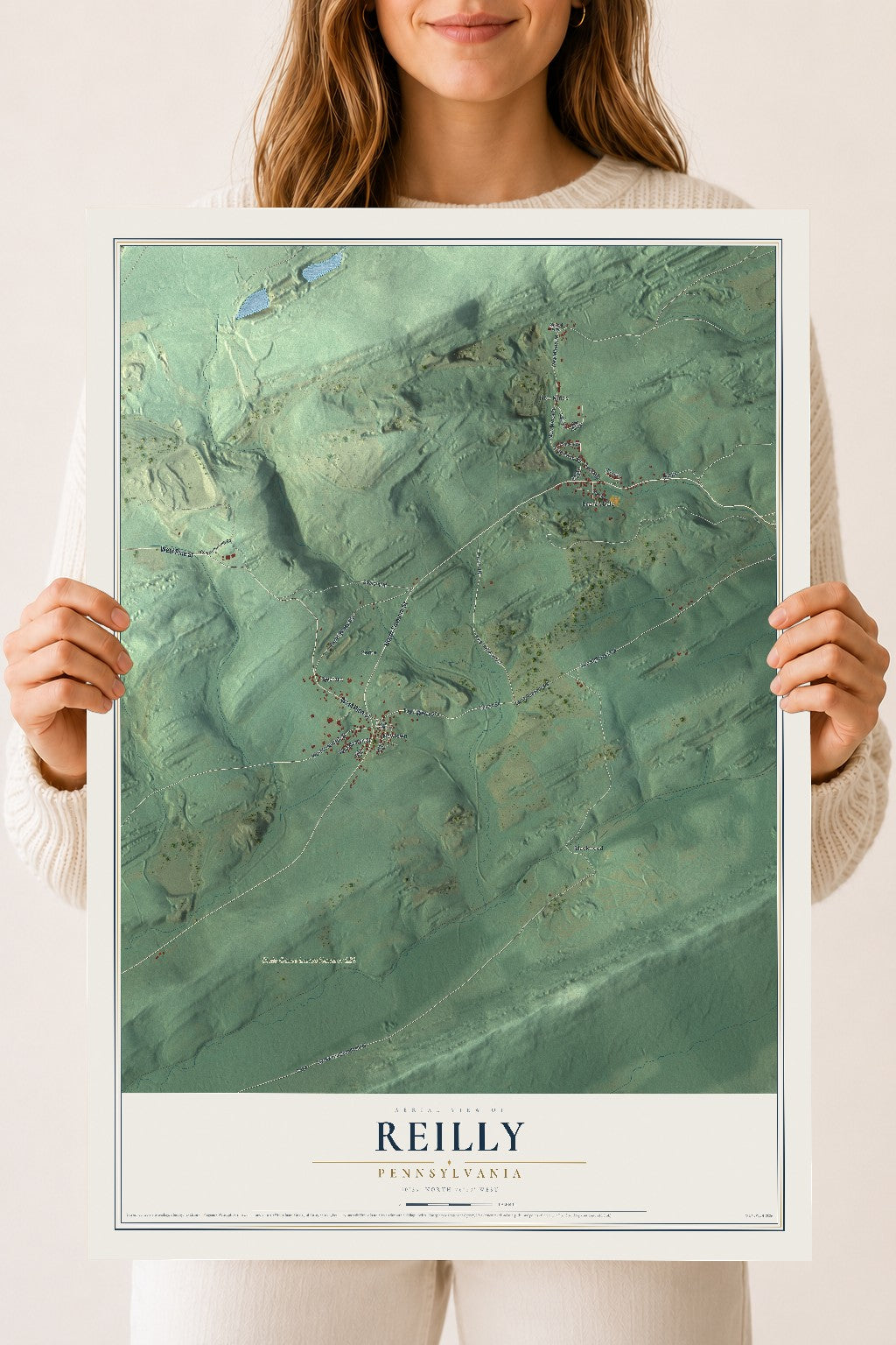 Map of Reilly, Pennsylvania, 18 x 24 inch unframed archival matte print