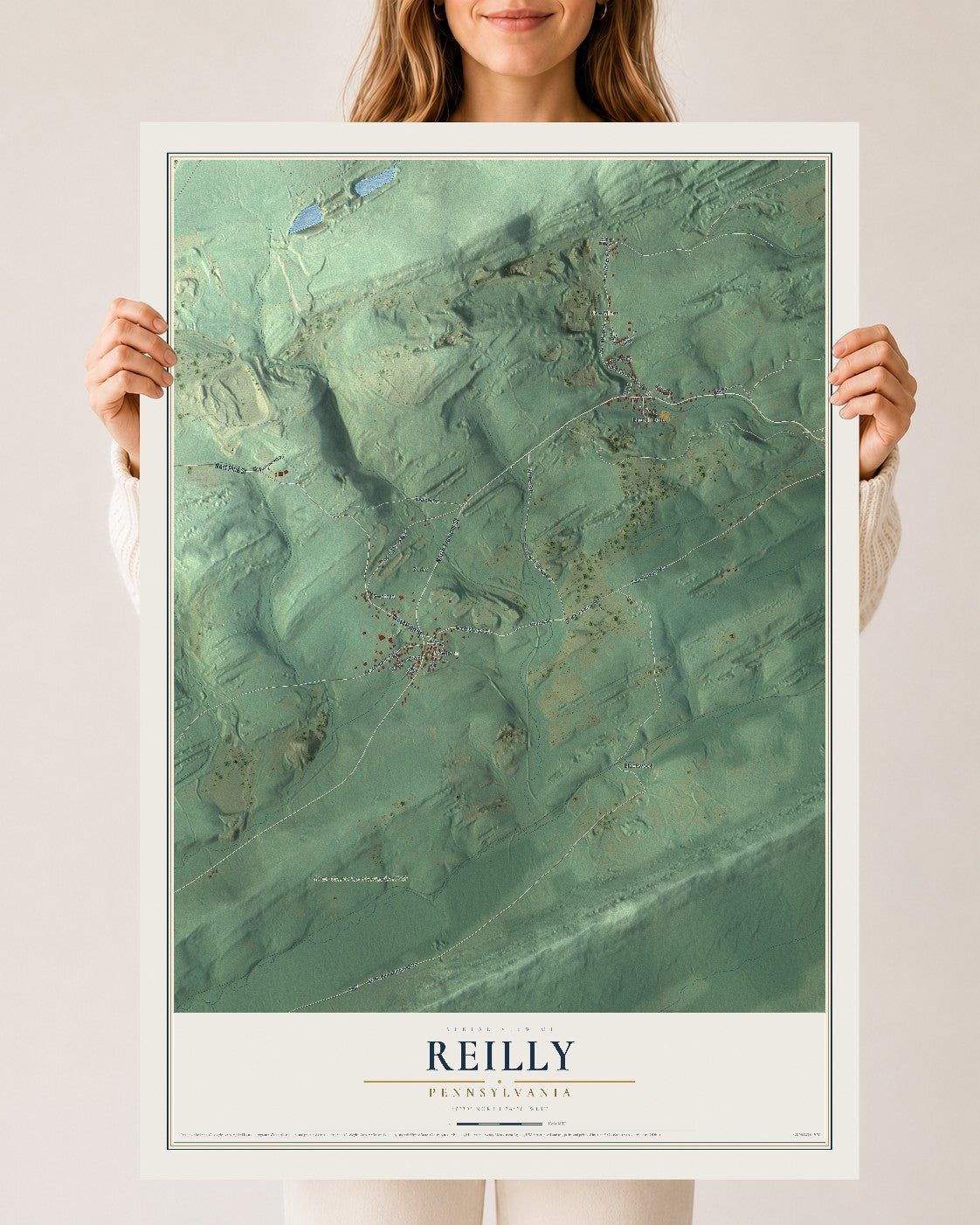 Map of Reilly, Pennsylvania, 24 x 36 inch unframed archival matte print