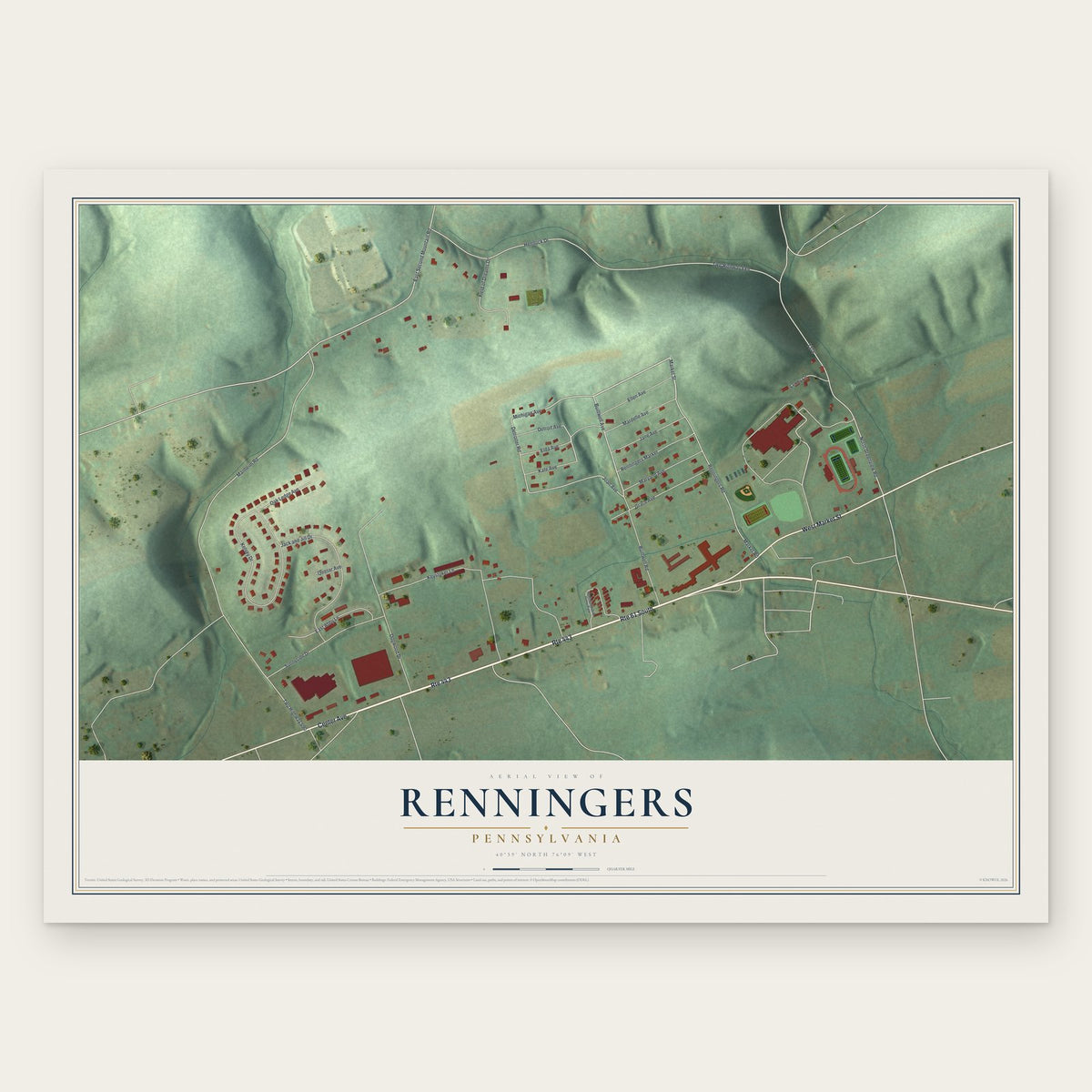 Renningers, Pennsylvania map print, the full design