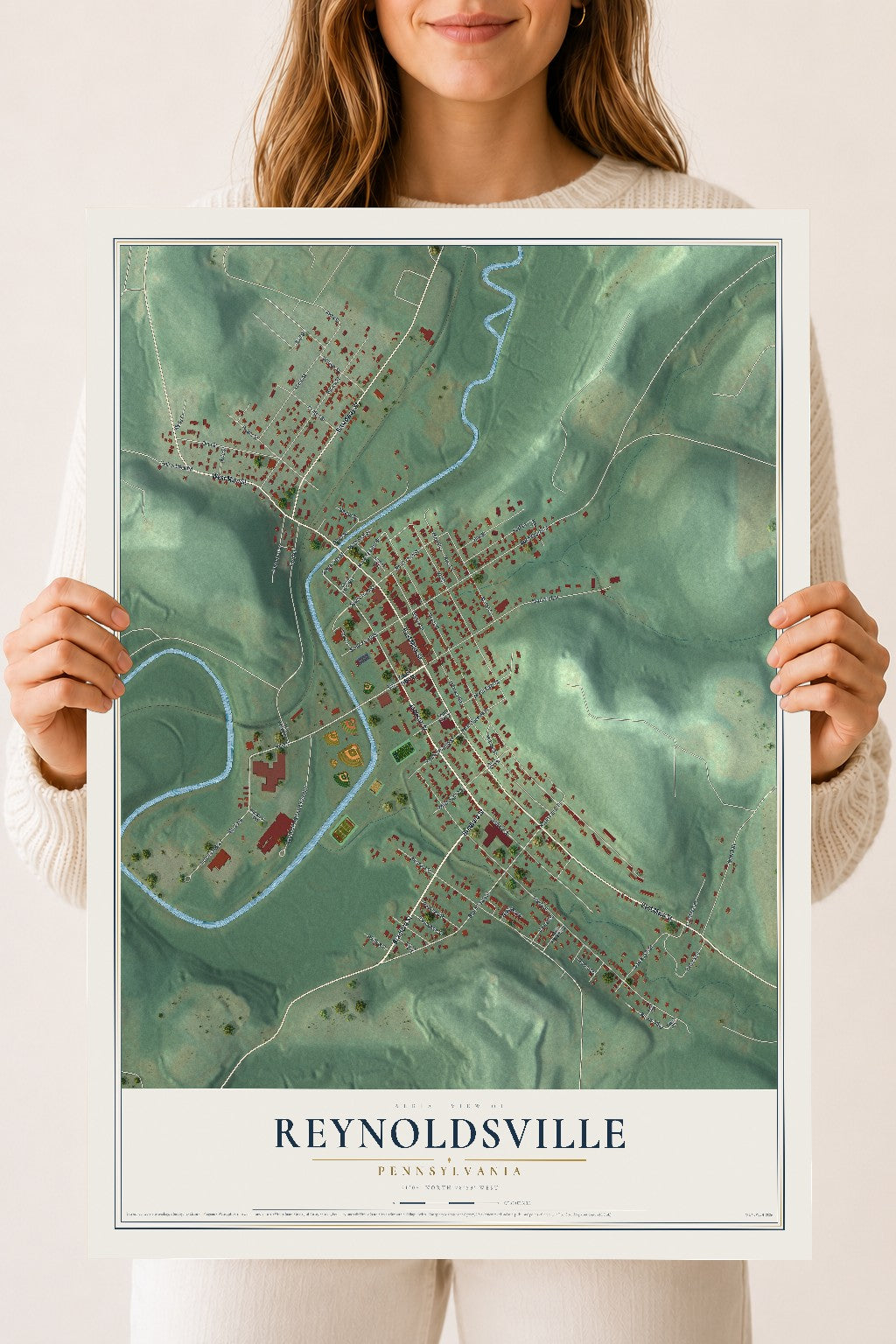 Map of Reynoldsville, Pennsylvania, 18 x 24 inch unframed archival matte print