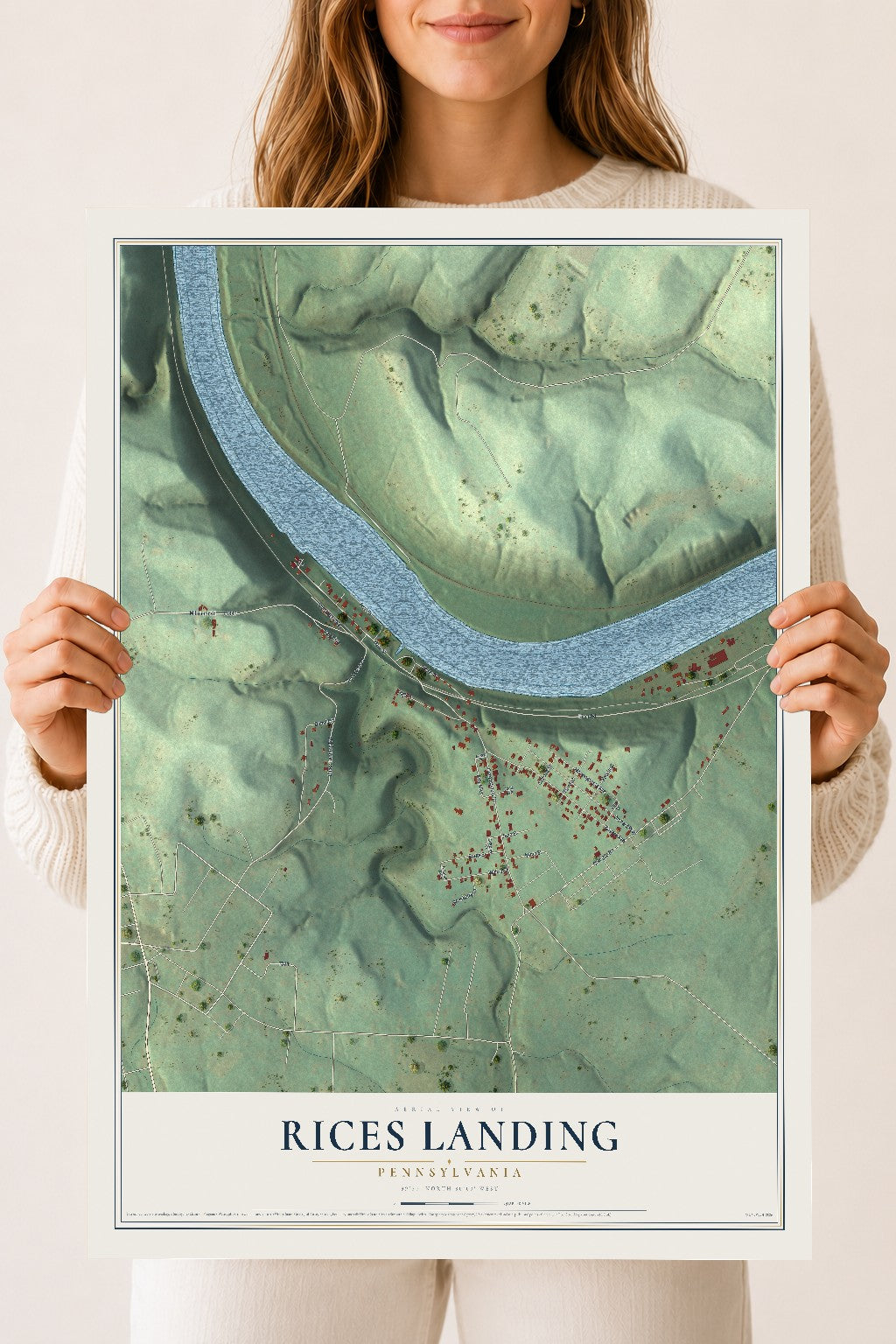 Map of Rices Landing, Pennsylvania, 18 x 24 inch unframed archival matte print