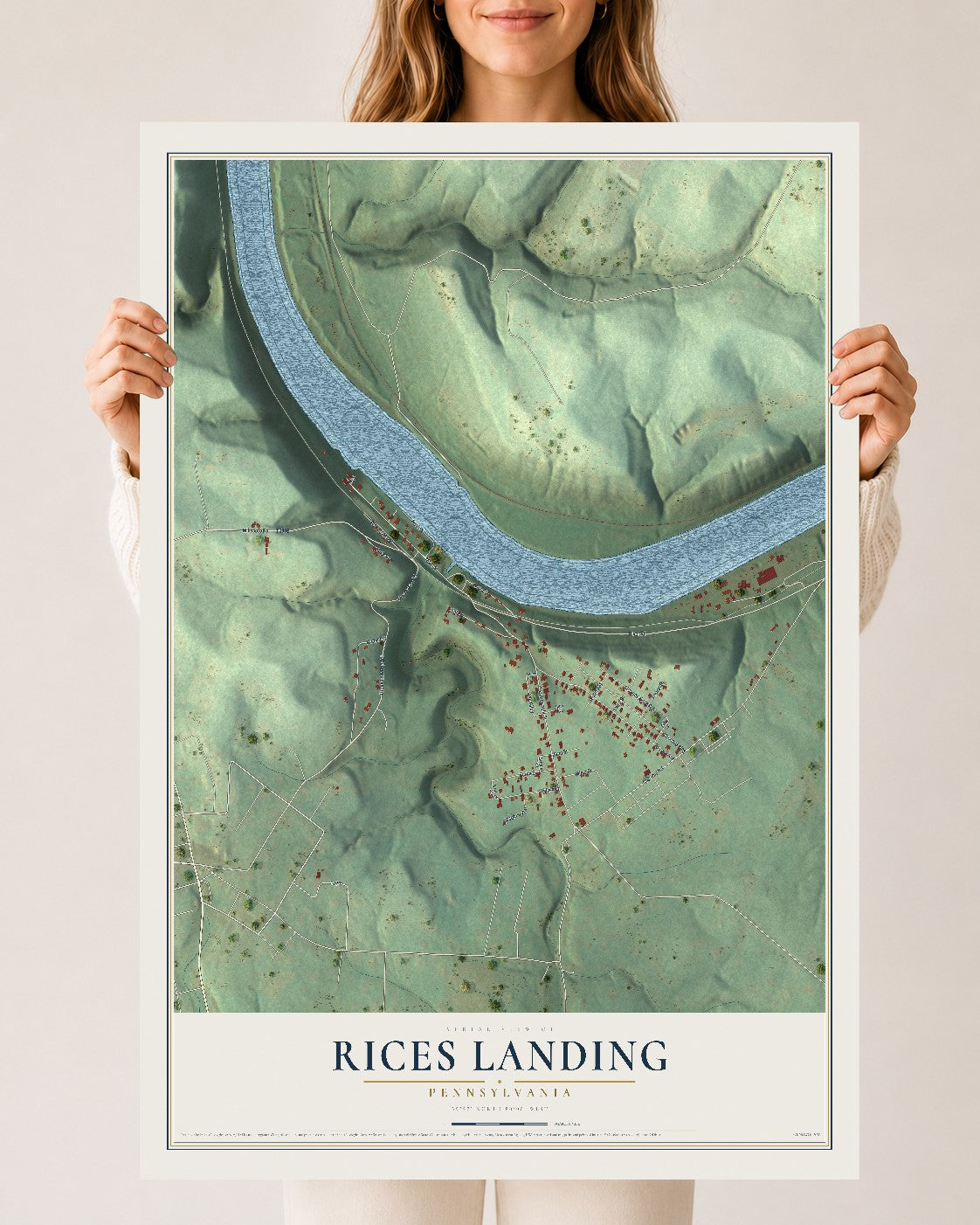 Map of Rices Landing, Pennsylvania, 24 x 36 inch unframed archival matte print
