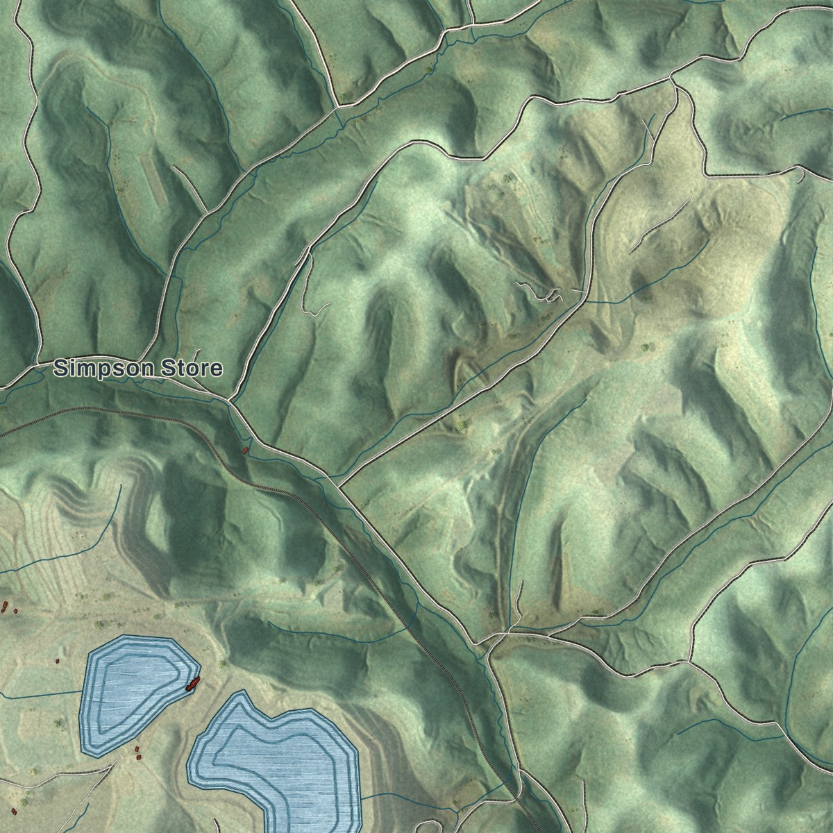 Second close-up of the map of Richhill, Pennsylvania print showing more streets and buildings