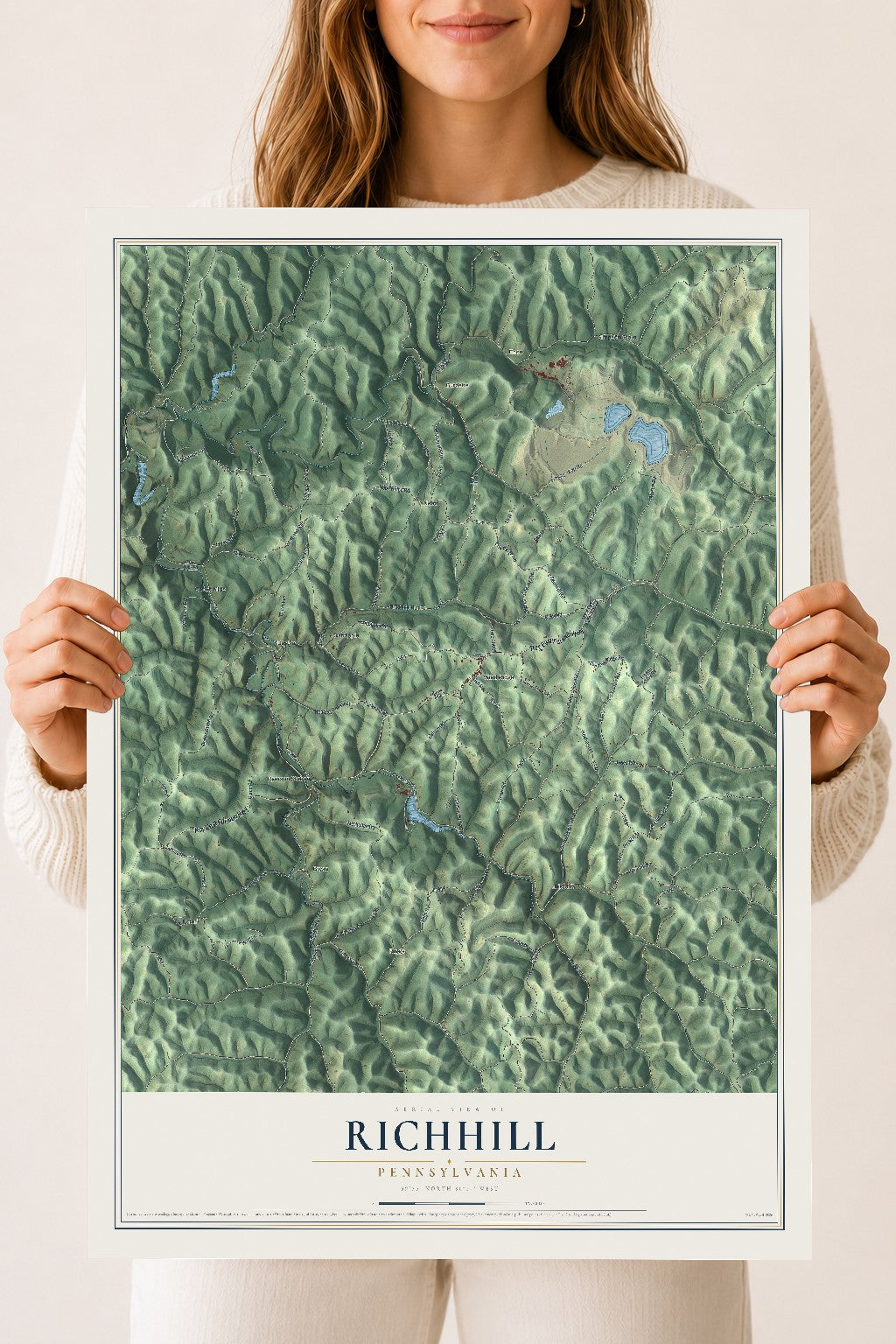 Map of Richhill, Pennsylvania, 18 x 24 inch unframed archival matte print