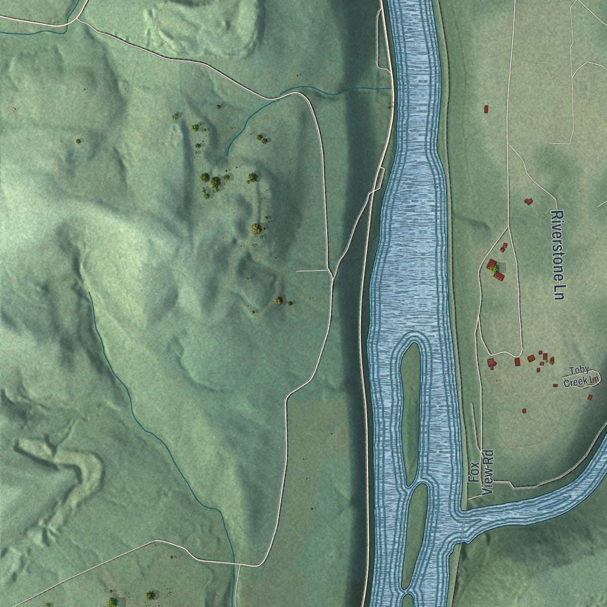 Second close-up of the map of Richland, Clarion County, Pennsylvania print showing more streets and buildings