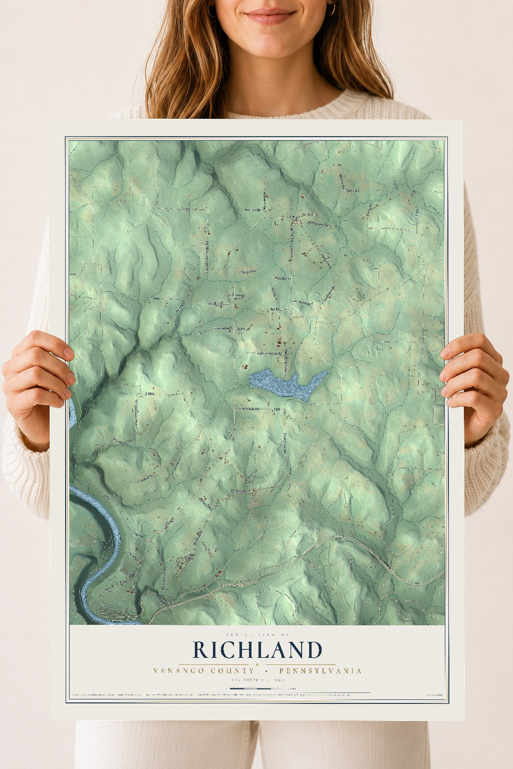 Map of Richland, Venango County, Pennsylvania, 18 x 24 inch unframed archival matte print