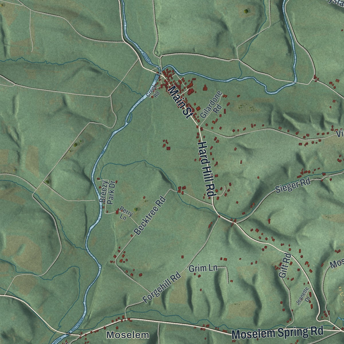Second close-up of the map of Richmond, Berks County, Pennsylvania print showing more streets and buildings