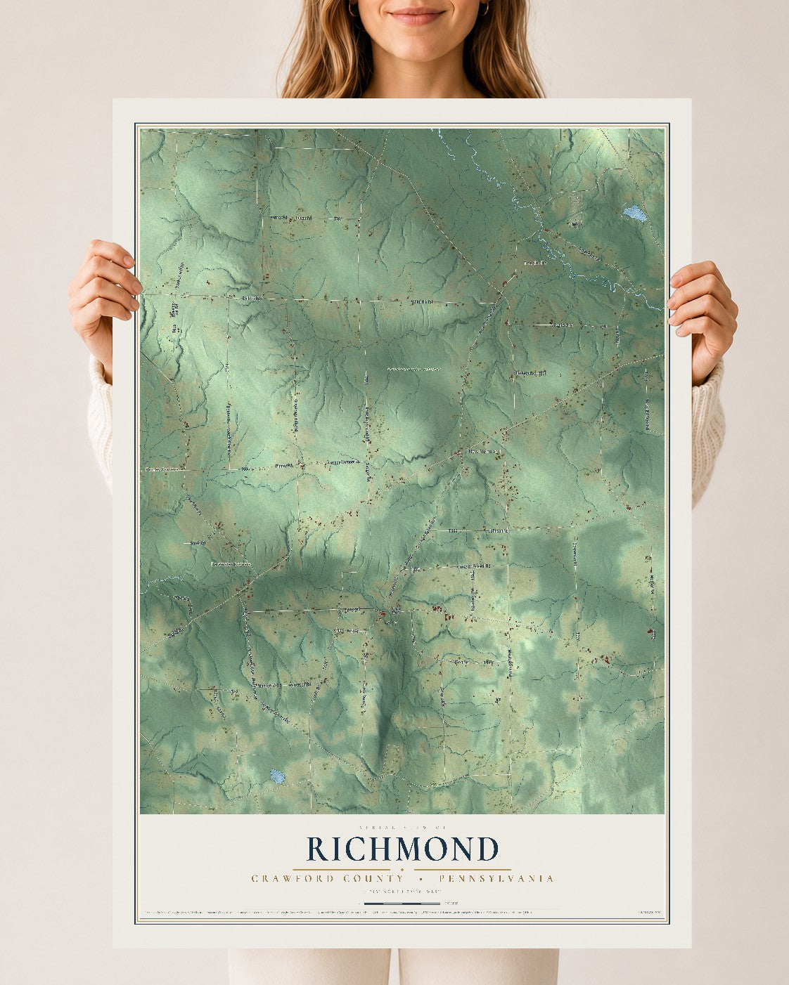 Map of Richmond, Crawford County, Pennsylvania, 24 x 36 inch unframed archival matte print