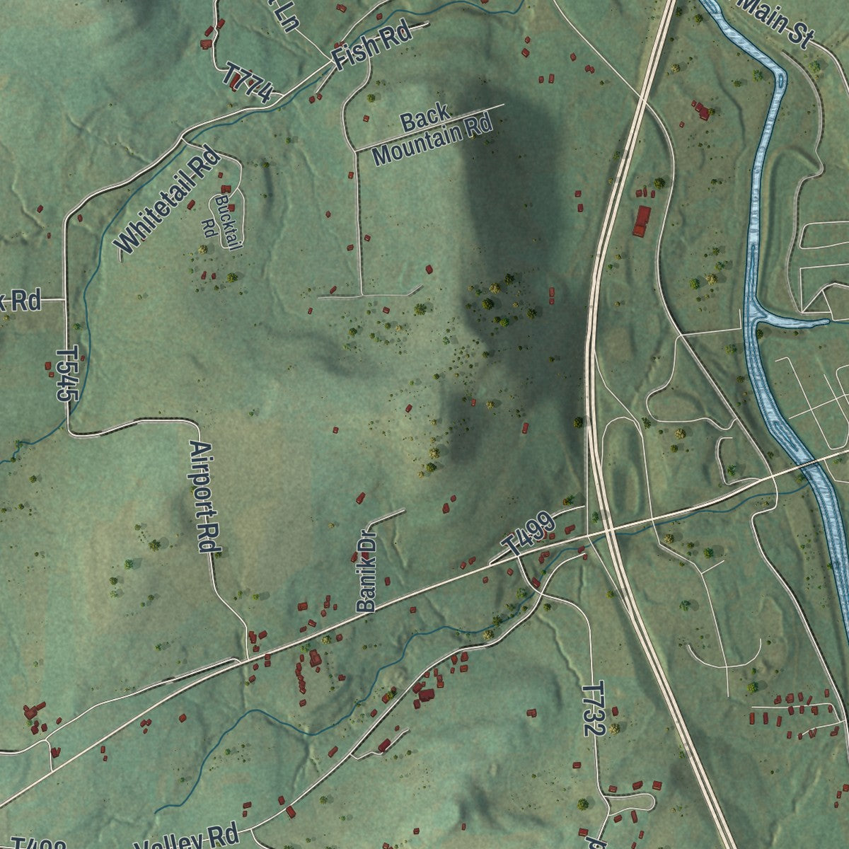 Close-up of the map of Richmond, Tioga County, Pennsylvania print showing street and building detail