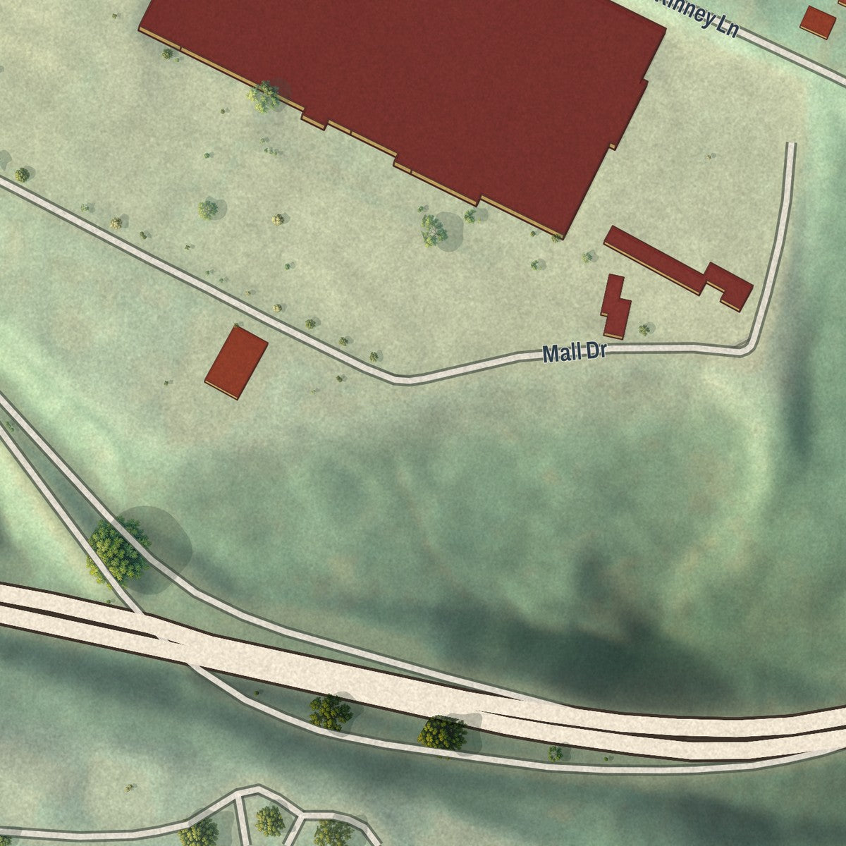 Second close-up of the map of Ridgemont, Pennsylvania print showing more streets and buildings