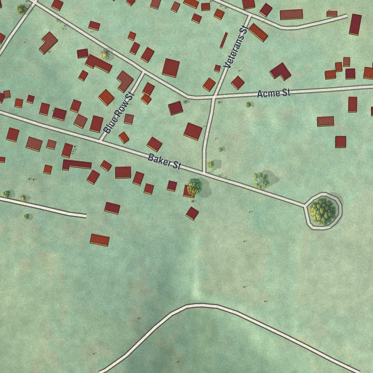 Second close-up of the map of Rimersburg, Pennsylvania print showing more streets and buildings