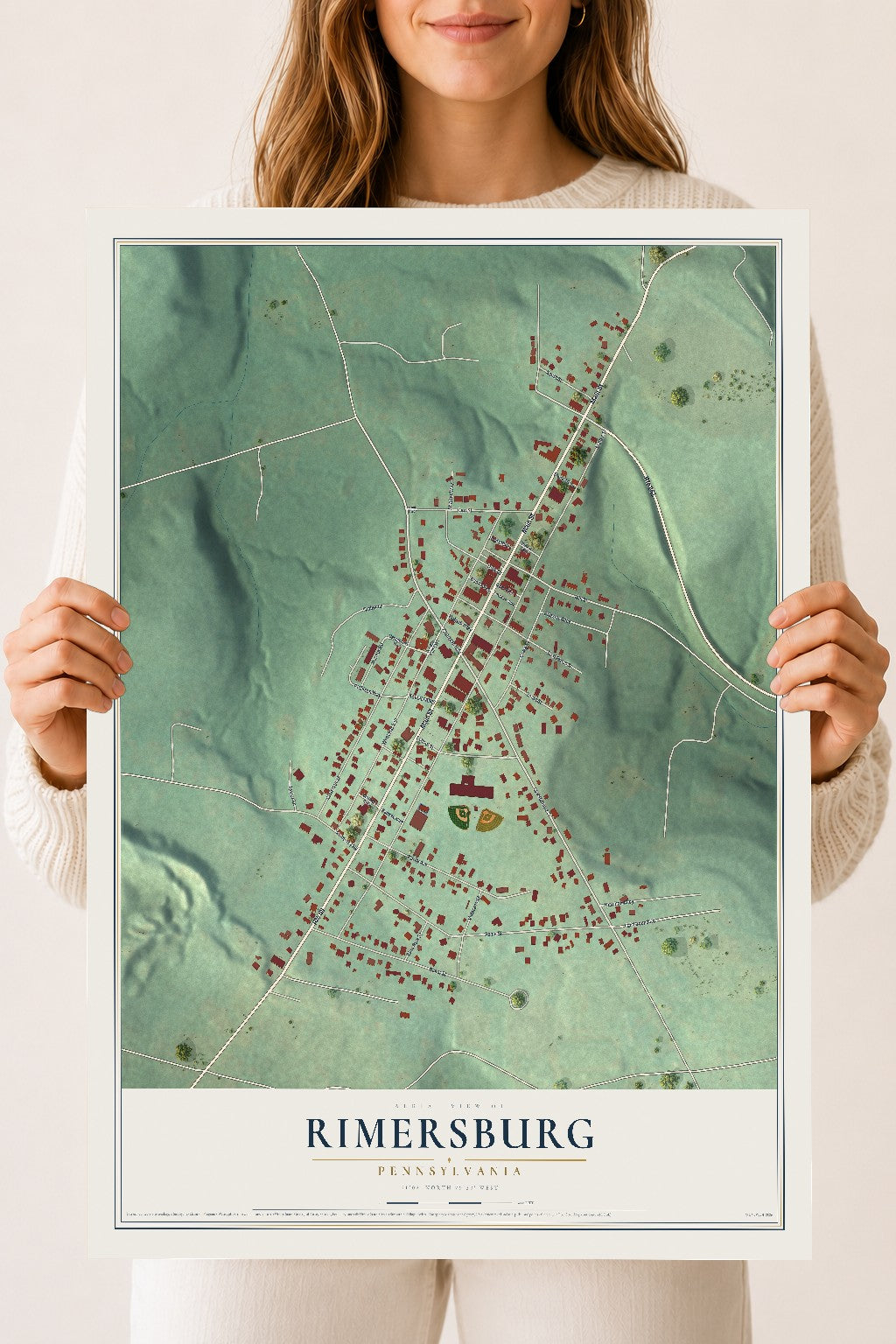 Map of Rimersburg, Pennsylvania, 18 x 24 inch unframed archival matte print