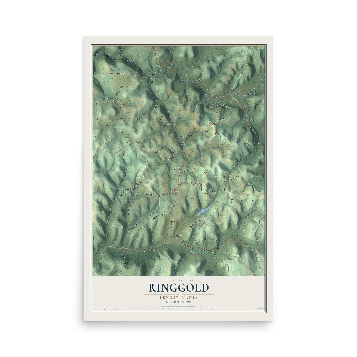 Map of Ringgold, Pennsylvania, 12 x 18 inch unframed archival matte print