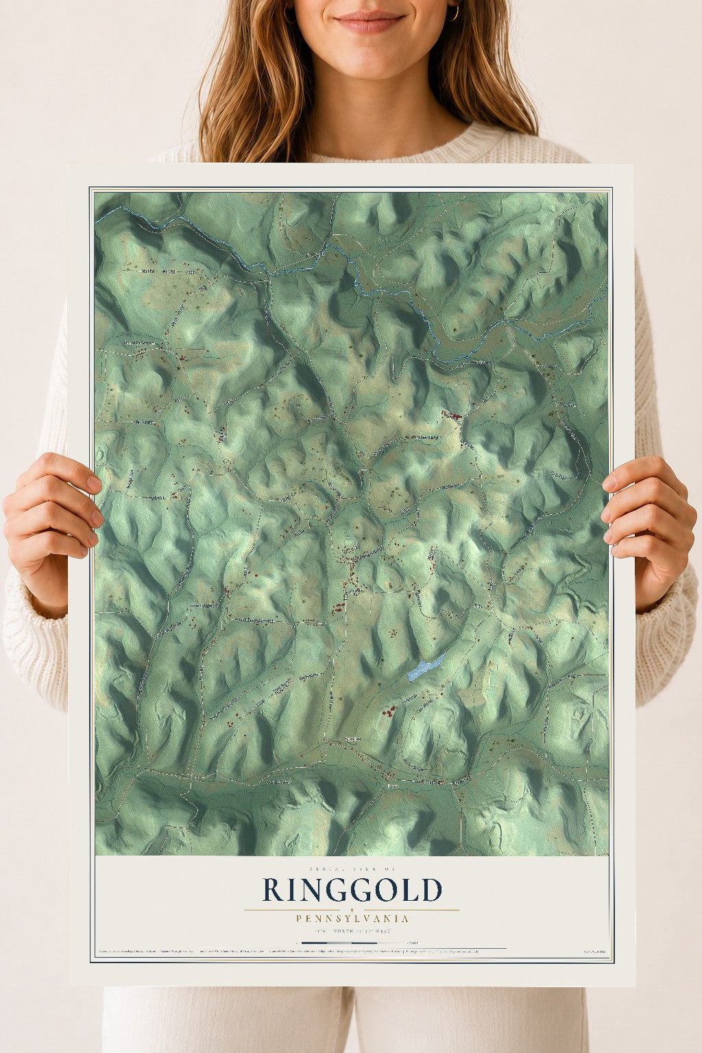 Map of Ringgold, Pennsylvania, 18 x 24 inch unframed archival matte print