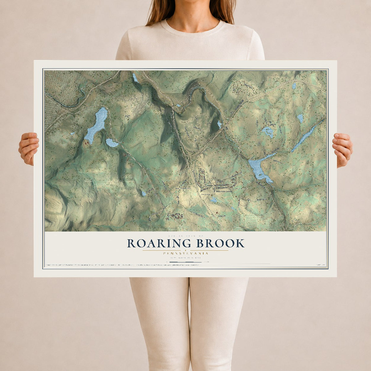 Map of Roaring Brook, Pennsylvania, 24 x 36 inch unframed archival matte print