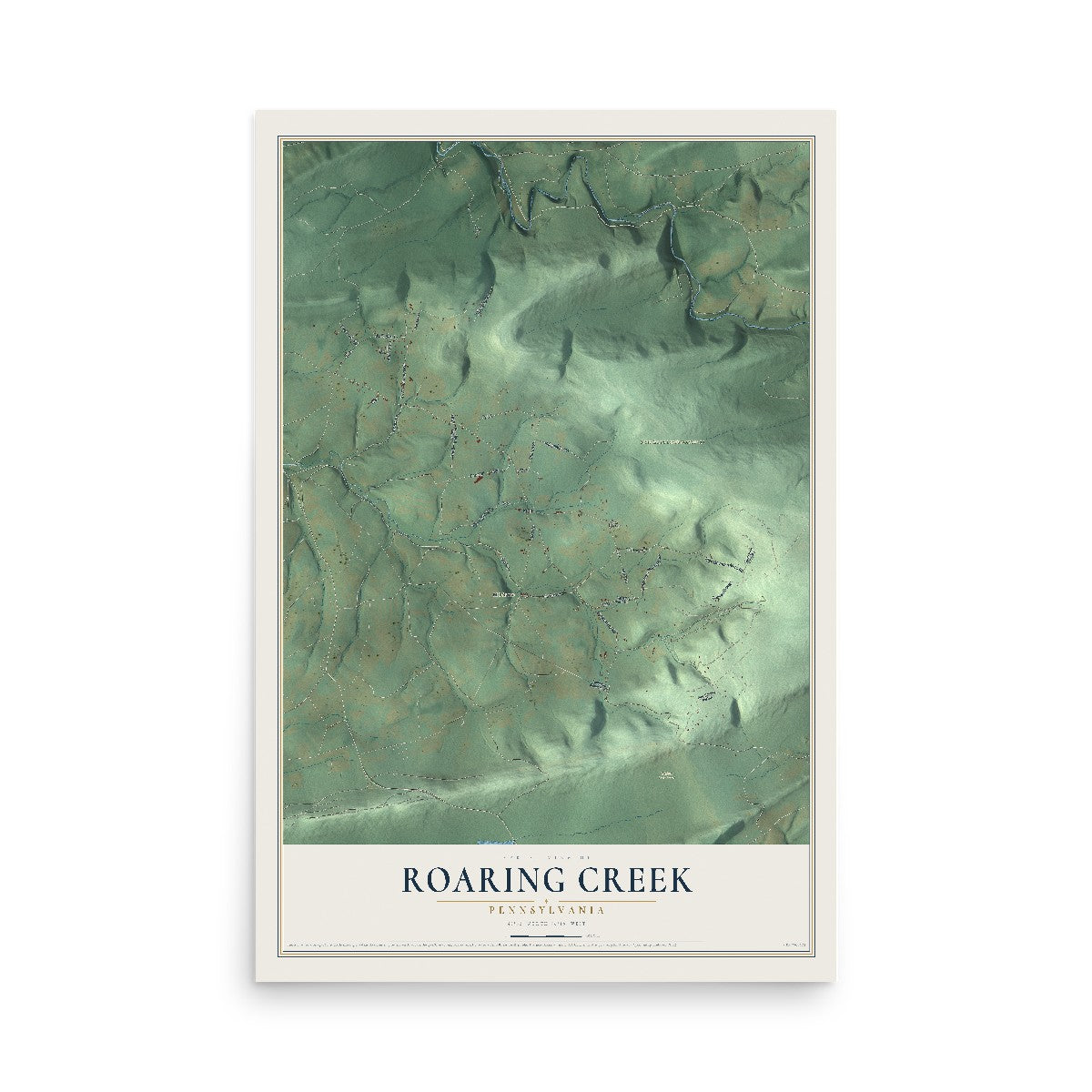 Map of Roaring Creek, Pennsylvania, 12 x 18 inch unframed archival matte print