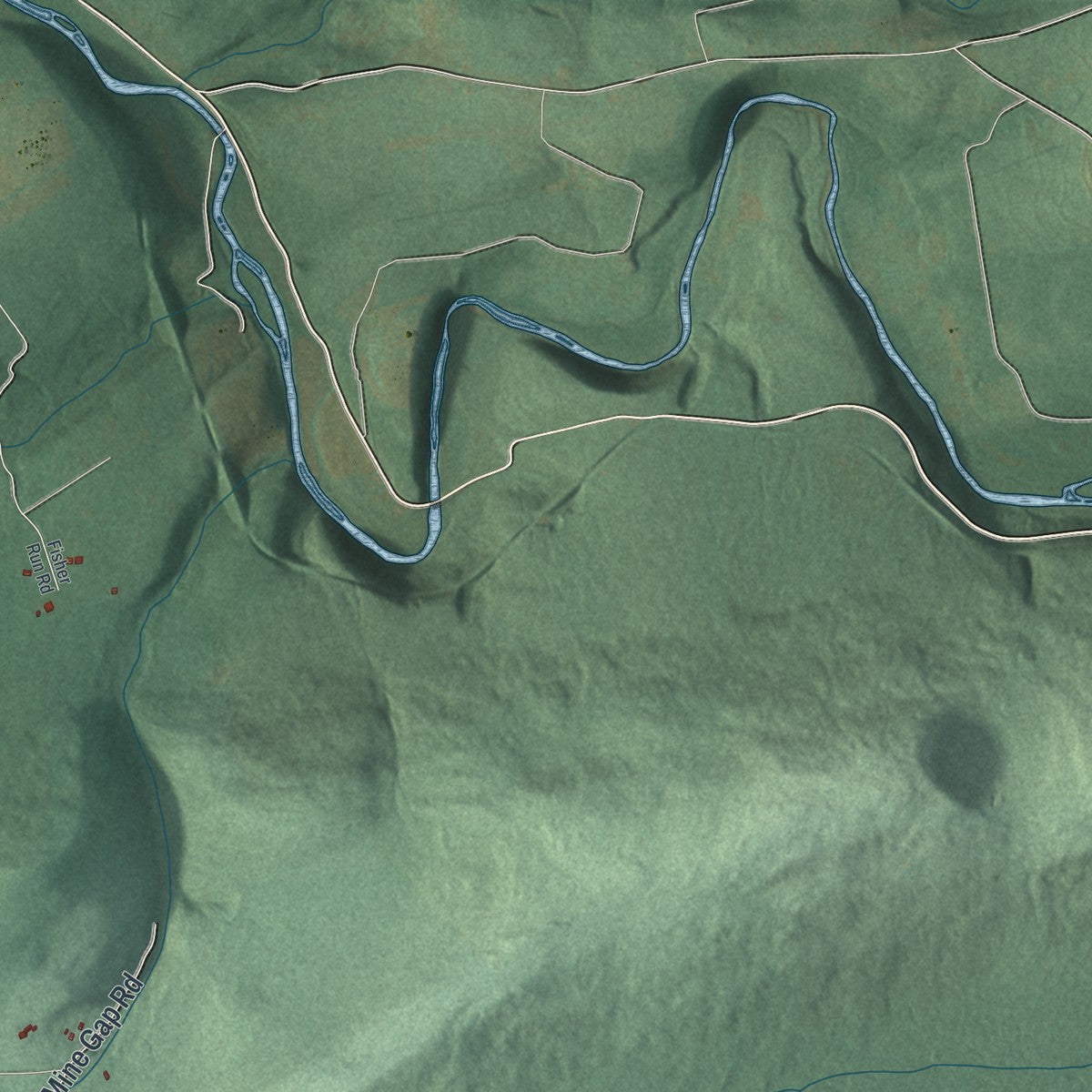 Second close-up of the map of Roaring Creek, Pennsylvania print showing more streets and buildings