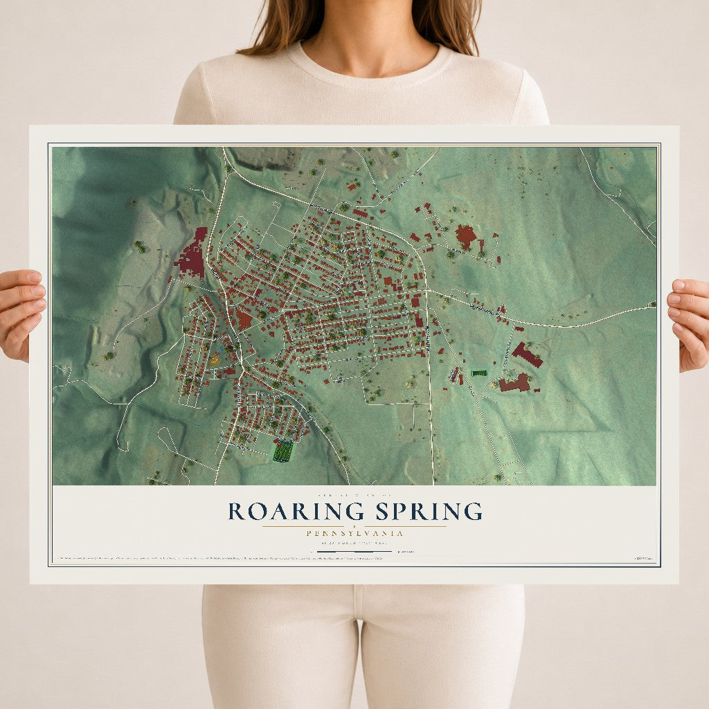 Map of Roaring Spring, Pennsylvania, 18 x 24 inch unframed archival matte print