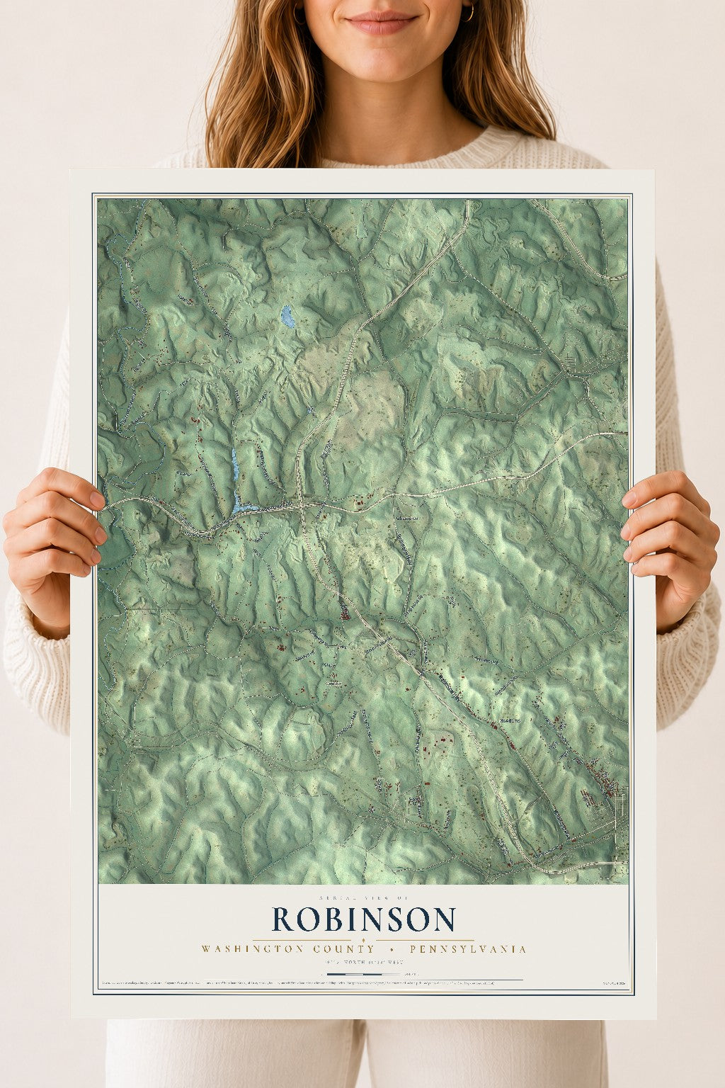 Map of Robinson, Washington County, Pennsylvania, 18 x 24 inch unframed archival matte print