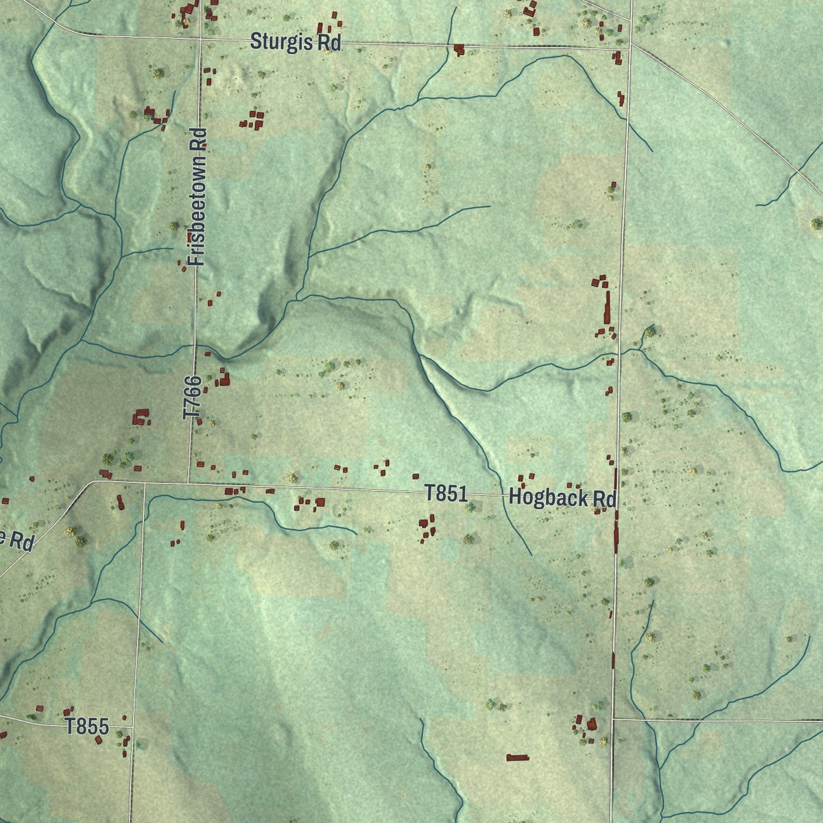 Second close-up of the map of Rockdale, Pennsylvania print showing more streets and buildings