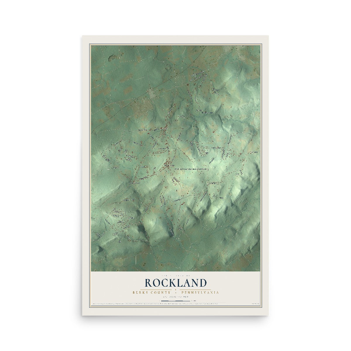 Map of Rockland, Berks County, Pennsylvania, 12 x 18 inch unframed archival matte print