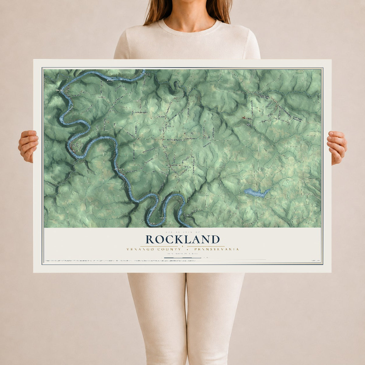 Map of Rockland, Venango County, Pennsylvania, 24 x 36 inch unframed archival matte print
