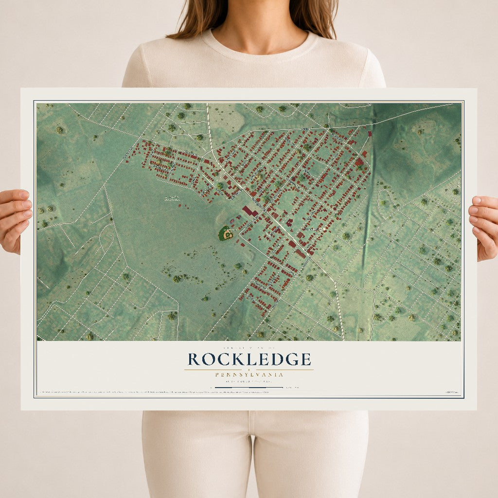 Map of Rockledge, Pennsylvania, 18 x 24 inch unframed archival matte print