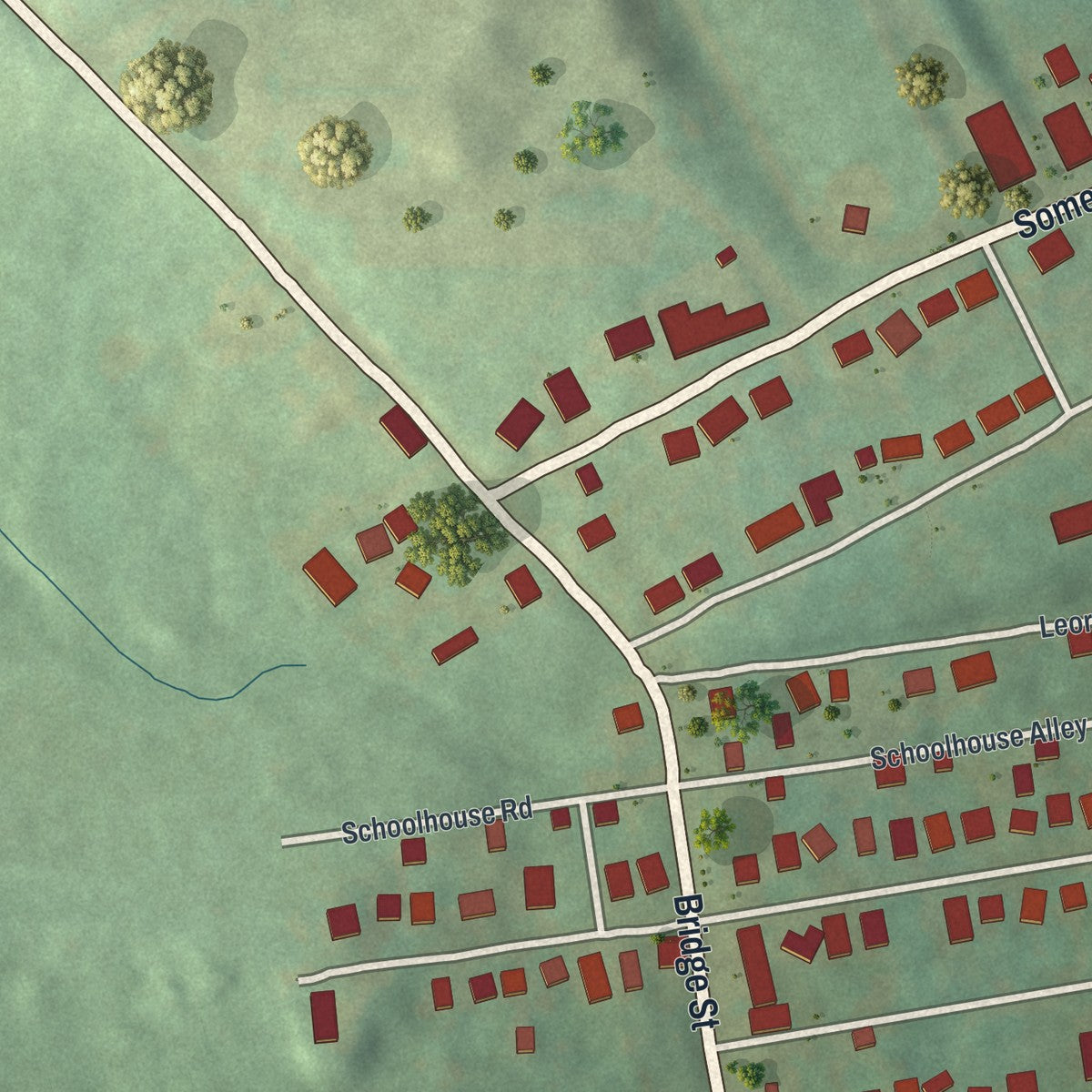 Second close-up of the map of Rockwood, Pennsylvania print showing more streets and buildings