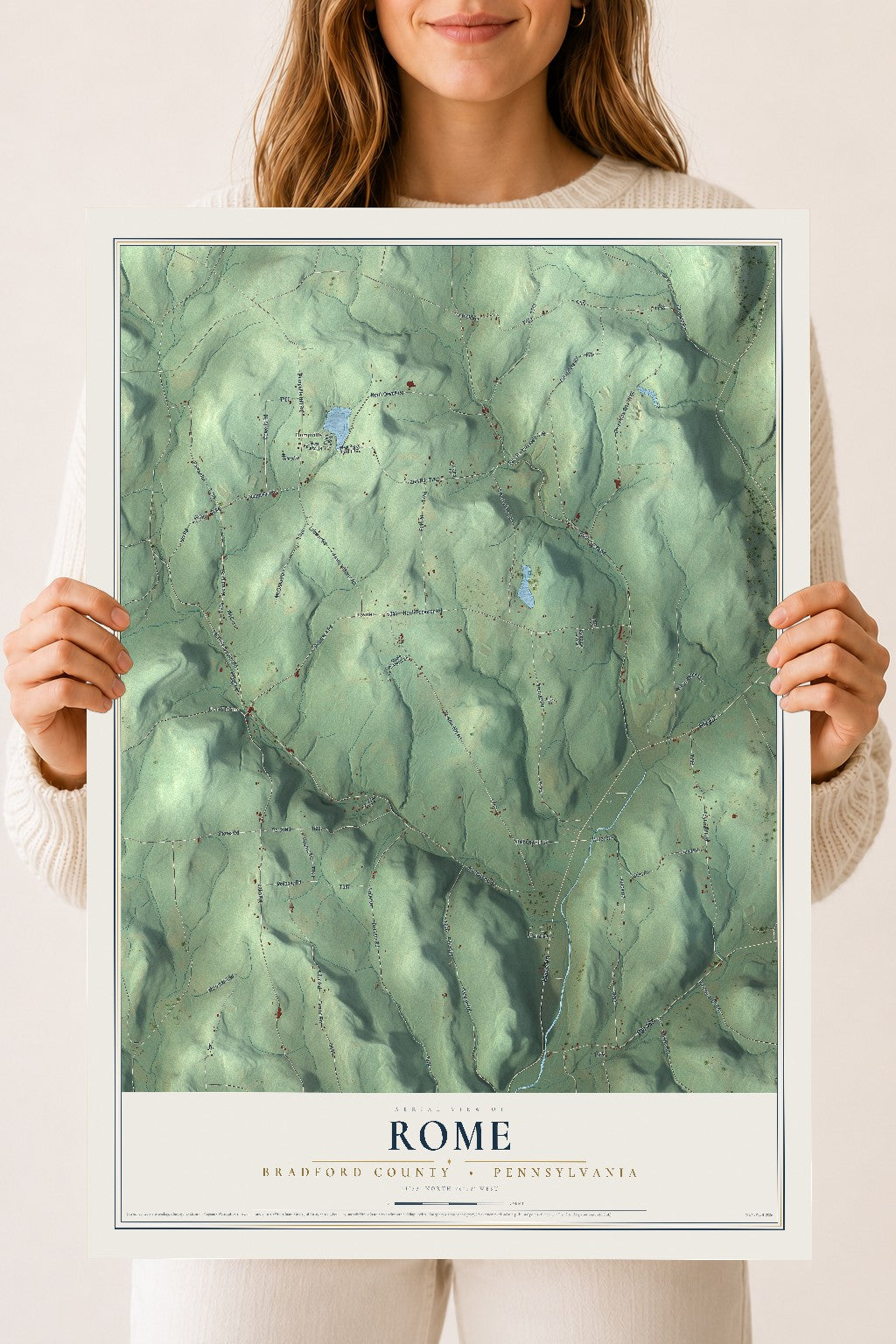 Map of Rome, Bradford County, Pennsylvania, 18 x 24 inch unframed archival matte print